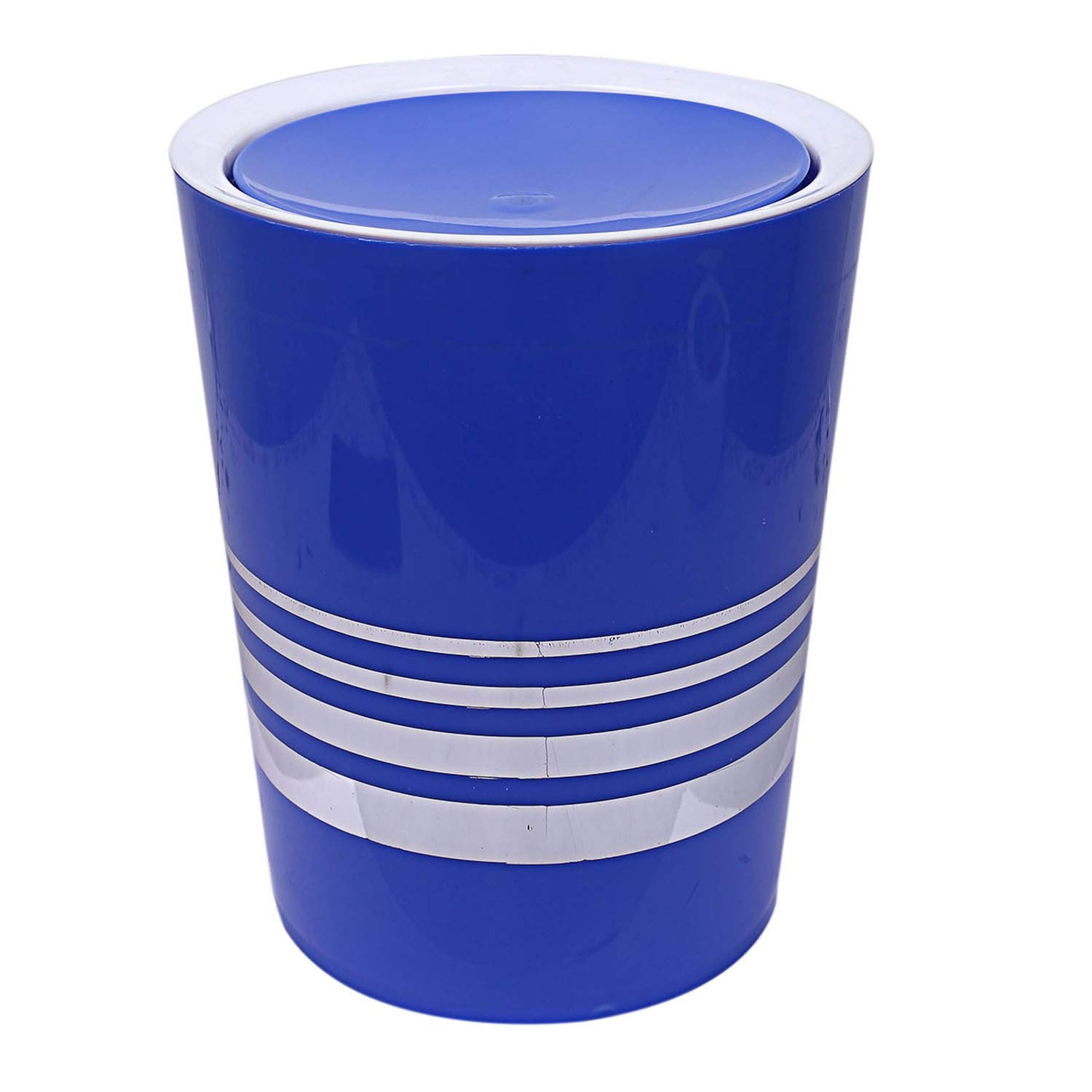 Kuber Industries 5L Plastic Swing Lid Trash Can with Handle - Blue Dustbin for Kitchen, Bathroom, Office & Outdoor Use - Model CTKTC22844