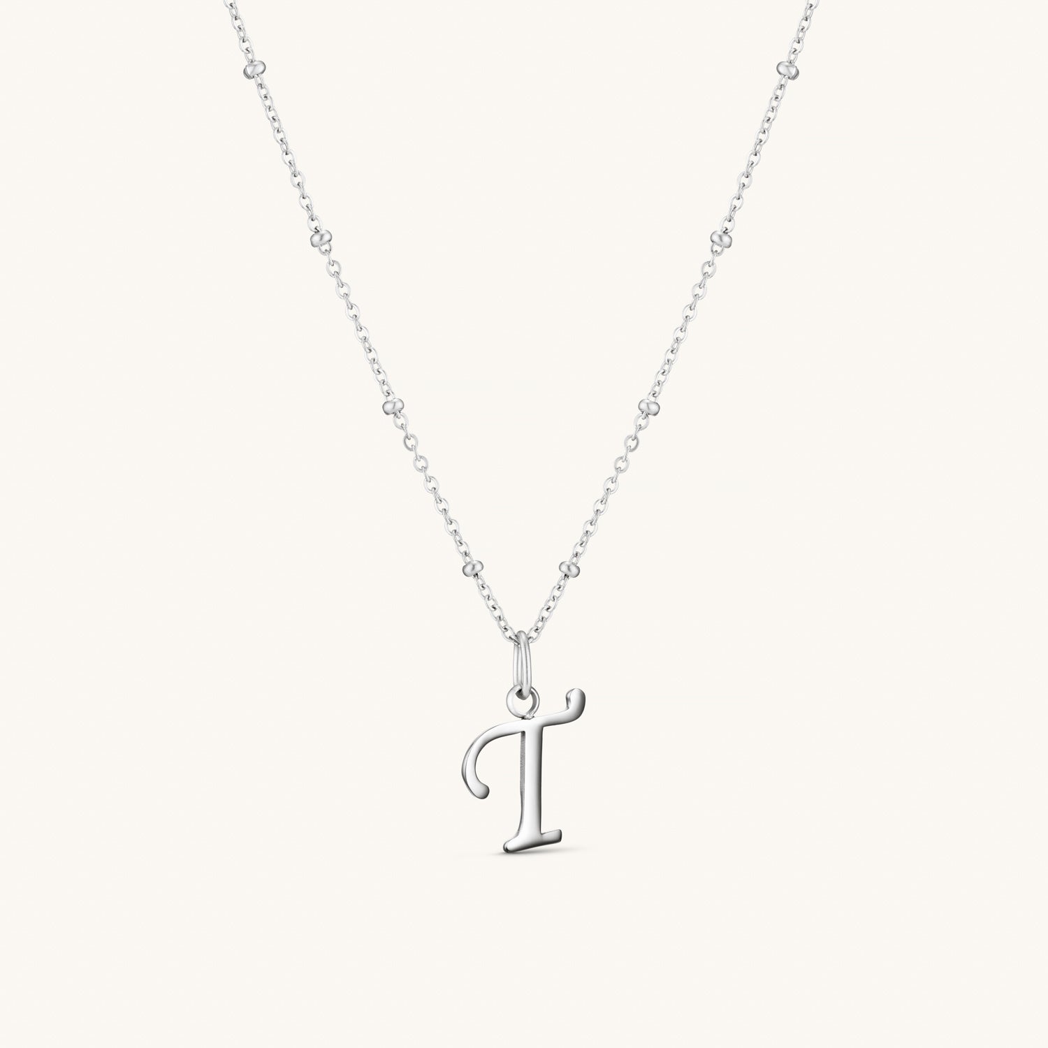 T Script Initial Necklace in Sterling Silver - Personalized Name Jewelry Gift for Women, Perfect for Birthdays, Anniversaries & Everyday Wear