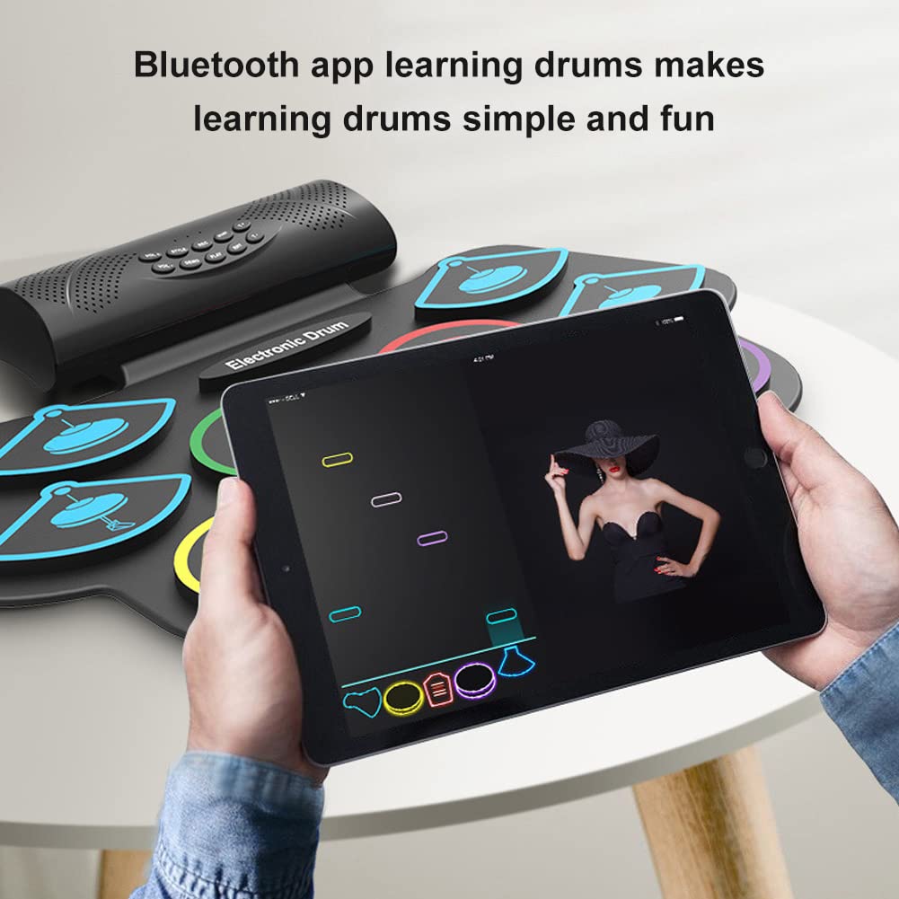 Hand-Rolled Portable Drum Set for Adults & Beginners - Bluetooth/APP Compatible with External Sound | Perfect for Home Practice, Live Performances & Travel