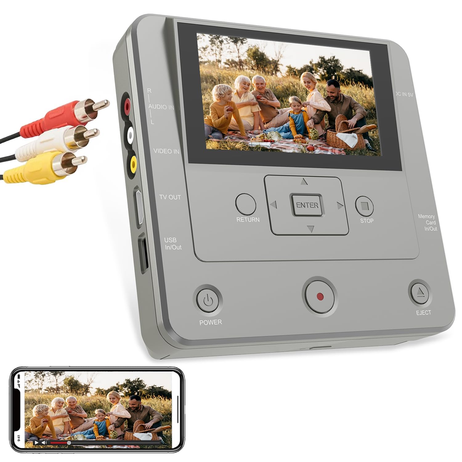 VHS to DVD Converter with USB/SD/HDD Recording - Digital Video Recorder for VHS/VCR/Camcorder to Digital Conversion, WiFi DVD Burner with Mobile App for Smartphone Transfer - Includes AV Cable & 10 DVD-R Discs - Perfect for Home Video Archiving and TV Show Recording