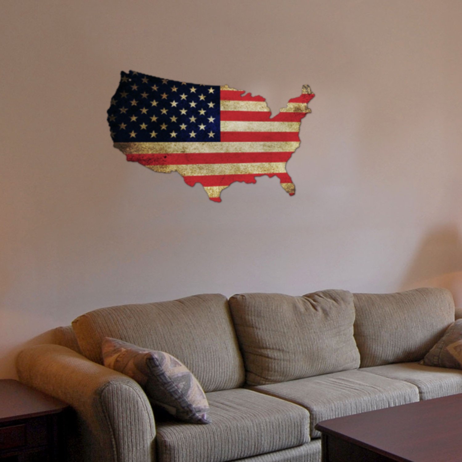 Plasma Cut Aluminum USA Flag Map Sign - Rustic Metal Wall Art for Home, Garage & Man Cave - Patriotic Decor & Unique Gift for Men, Birthday Present - Perfect for American-Themed Rooms, Offices & Outdoor Spaces