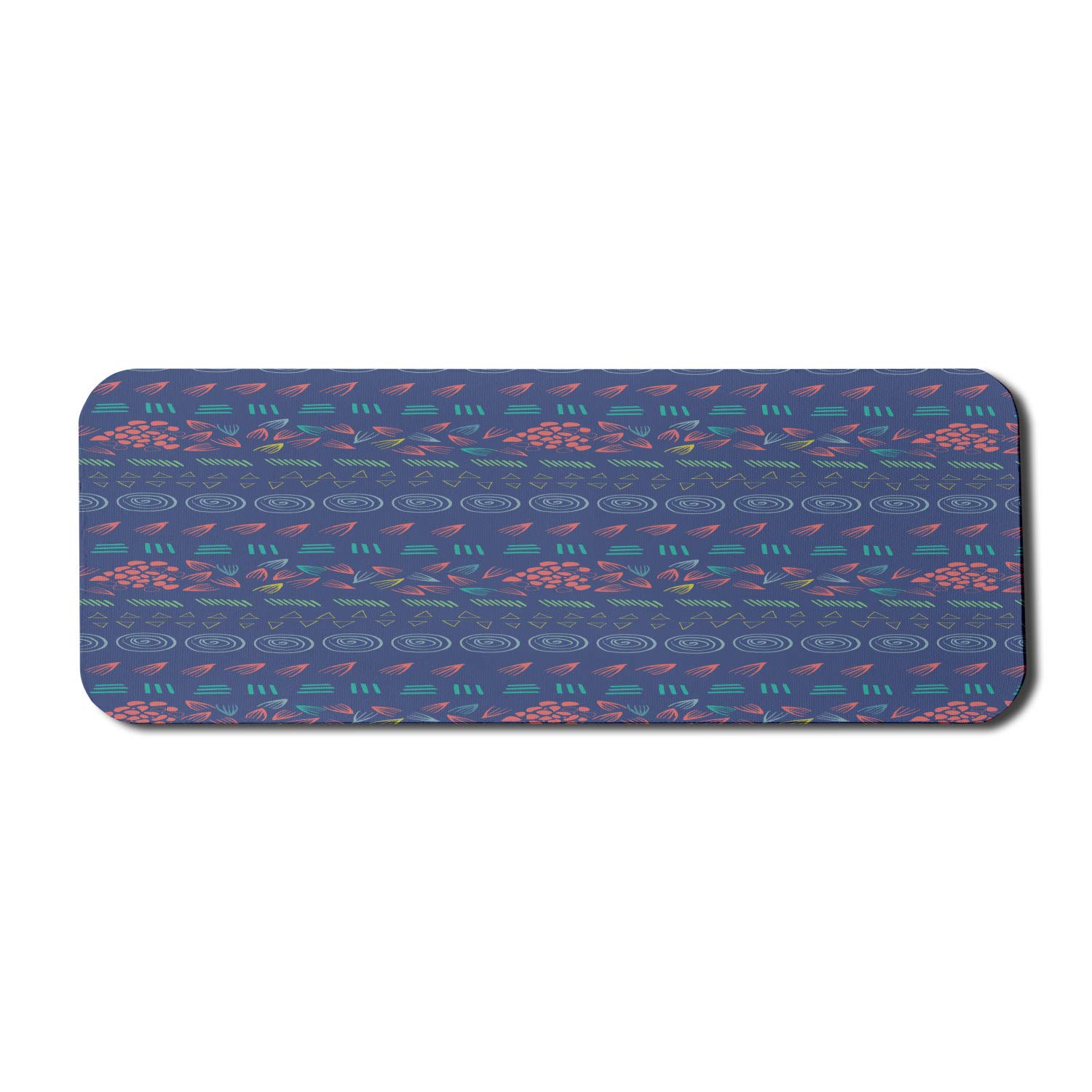 Ambesonne Ethnic Computer Mouse Pad - Pastel Aztec Bohemian Design with Funky Triangles, Non-Slip Rubber Base, 31