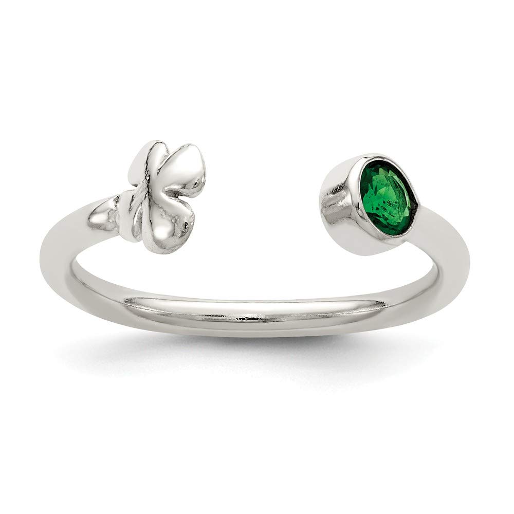 925 Sterling Silver Green Glass Bead 4 Leaf Clover Adjustable Ring for Women - Lucky Charm Jewelry Gift for St. Patrick's Day, Birthday & Everyday Wear
