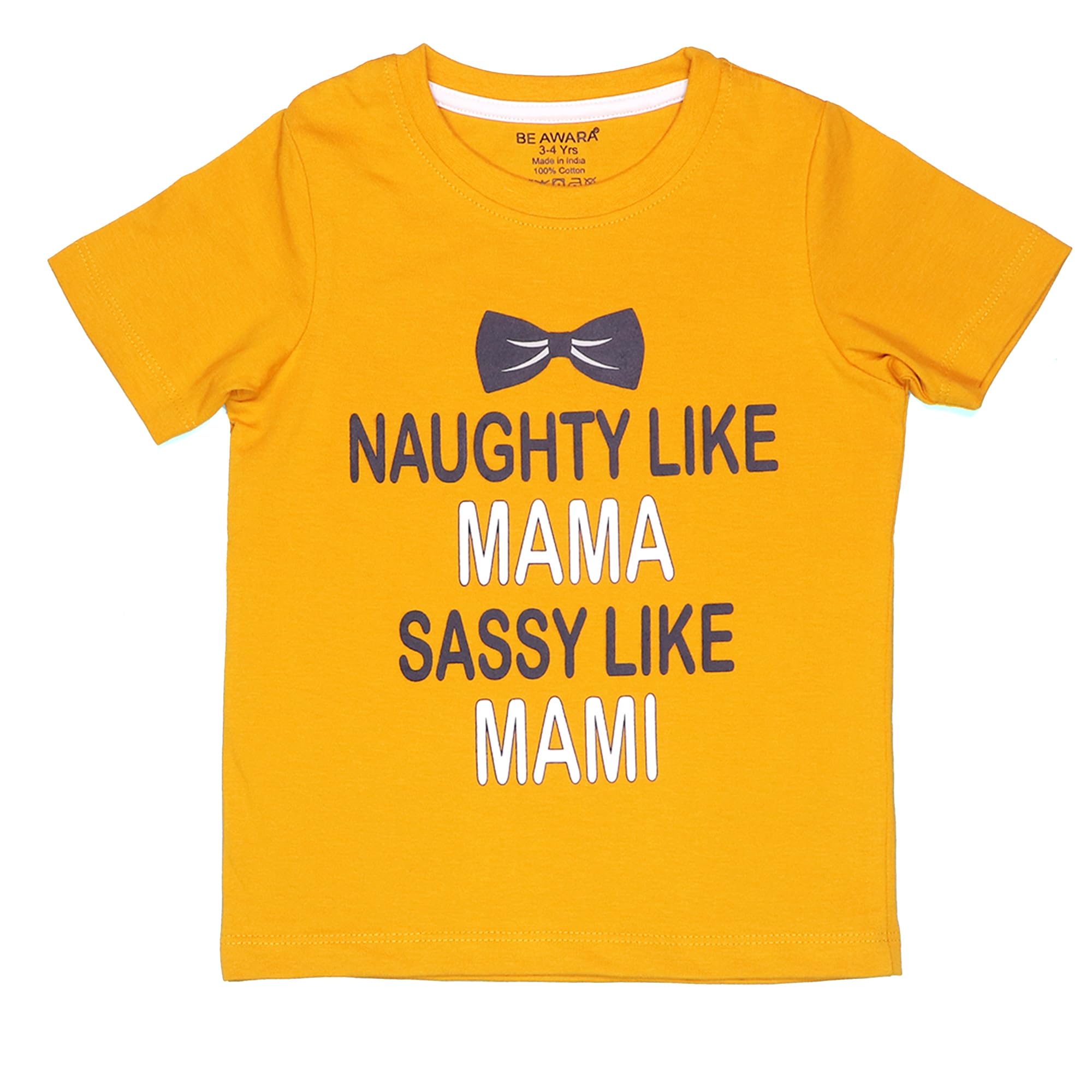 Awara 100% Cotton Round Neck Half Sleeve Kids T-Shirt - Family Matching Outfits | Soft & Comfortable Unisex Tees with Trendy Prints | Perfect for School, Playdates & Casual Everyday Wear (Boys & Girls)
