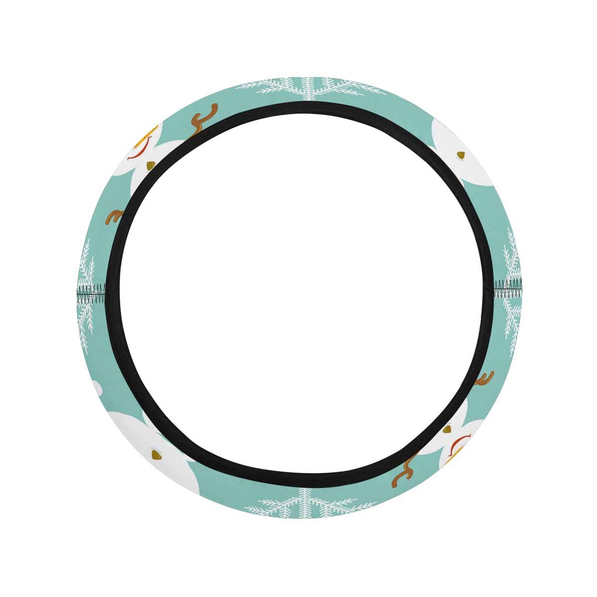 Christmas Themed Steering Wheel Cover - Universal Fit with Elastic Edge, Featuring Holiday Tree, Snowflakes & Snowman | Perfect for Car Decor, Winter Driving & Christmas Gifts