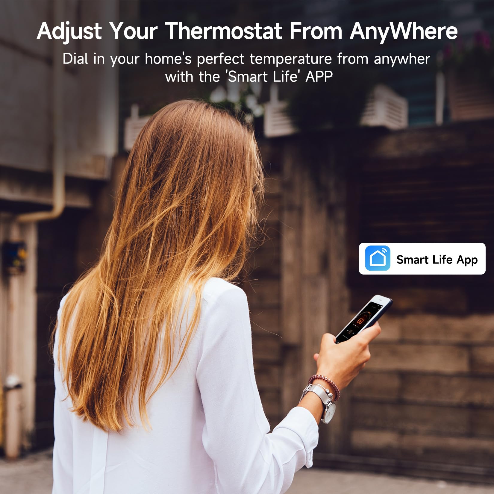 Smart WiFi Thermostat for Home - Programmable Thermostat Compatible with Alexa & Google Assistant, Works with Tuya/Smart Life App, C-Wire Required, Energy Efficient - Perfect for Smart Home Automation & Remote Temperature Control