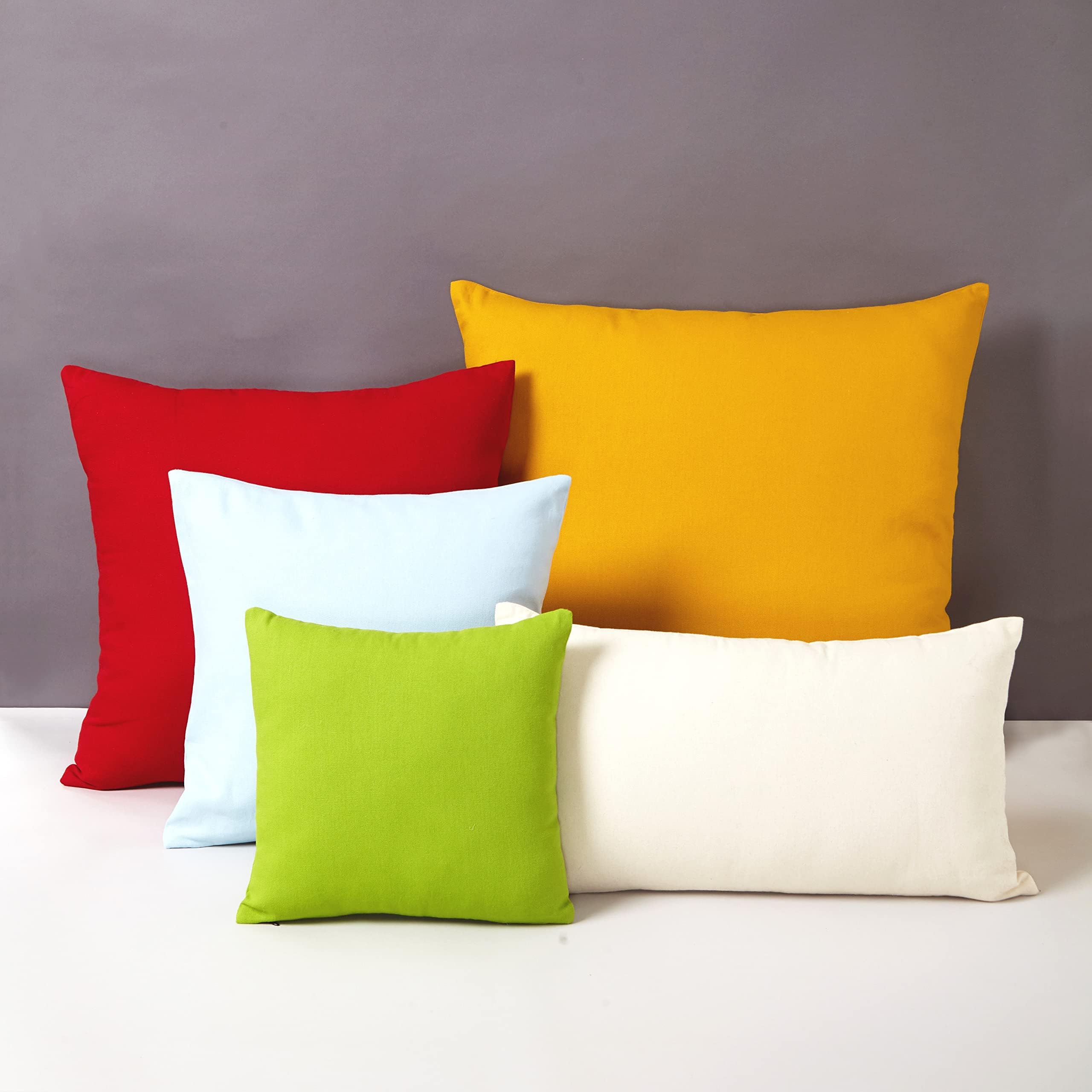 Encasa XO Throw Pillow Covers 16x16 Inch Set of 2 - 100% Cotton Decorative Cushion Covers with Premium Zippers for Sofa, Bed, Living Room - Natural Linen Style Home Decor Accent Pillows for Modern Interior Design