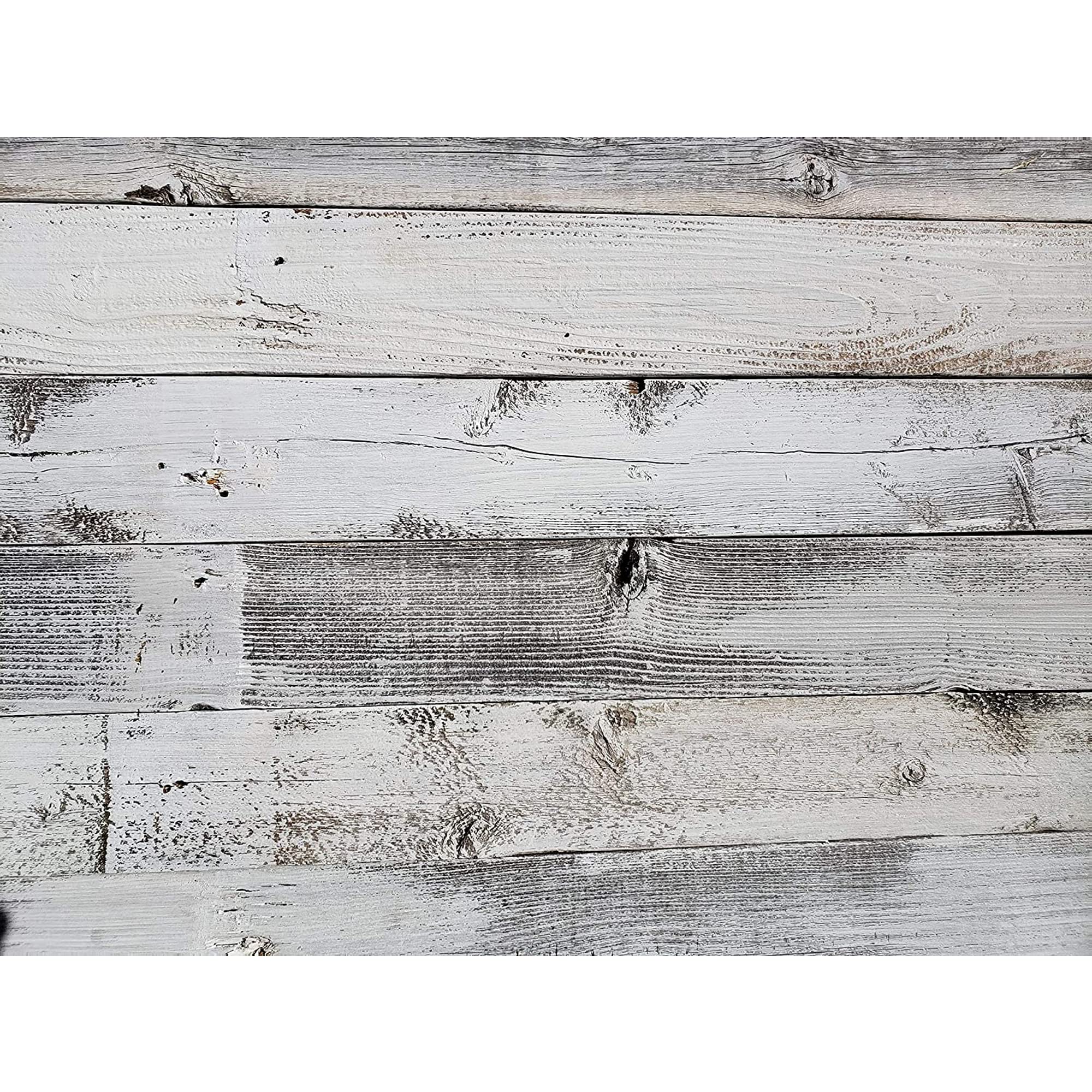Rockin' Wood Real Wood Peel & Stick Wall Panels - 2ft & 4ft Rustic Reclaimed Barn Wood Planks - White Wash Finish (23 Sq Ft) - Perfect for Accent Walls, Home Decor, and DIY Interior Design Projects