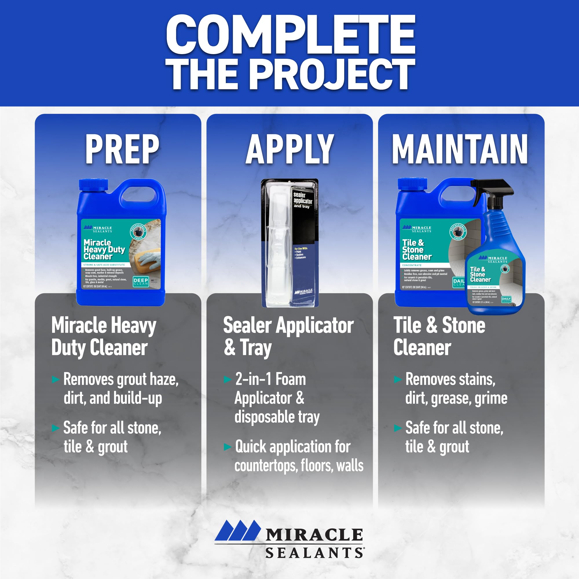 Miracle Sealants TSC4GAL Tile & Stone Cleaner Concentrate - 1 Gallon Heavy-Duty Cleaner for Ceramic, Porcelain & Natural Stone - Perfect for Bathroom, Kitchen & Floor Cleaning