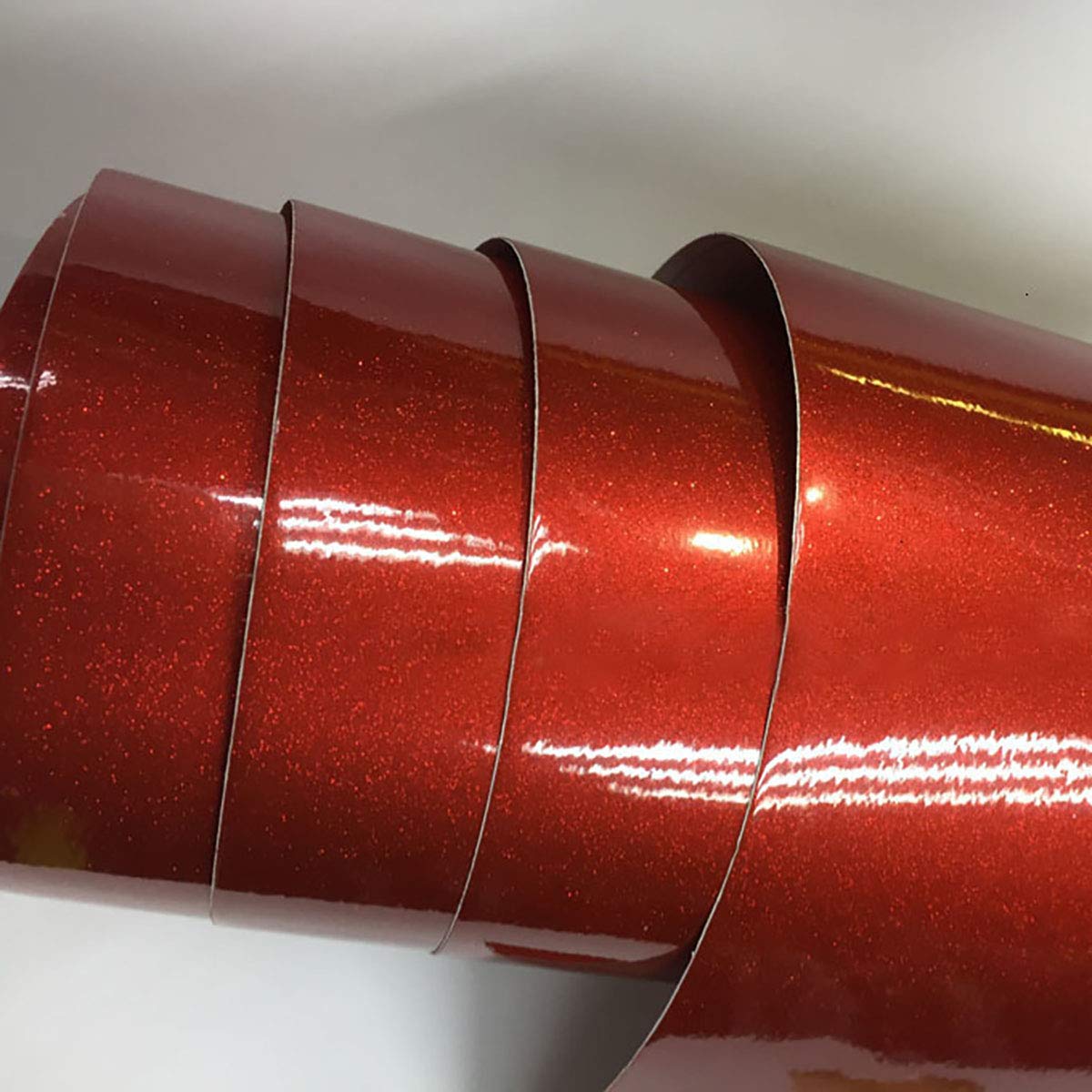 Premium High Glossy Glitter Car Vinyl Wrap Film - Air Bubble Free Diamond Pearl Auto Vinyl Sticker (Red, 4.7