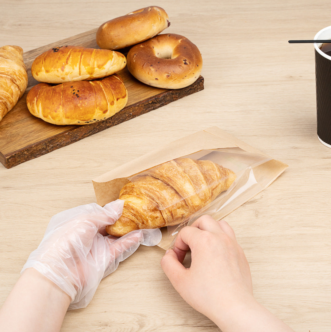 Eco-Friendly Kraft Paper Bread Bags with Side Window - 4.75