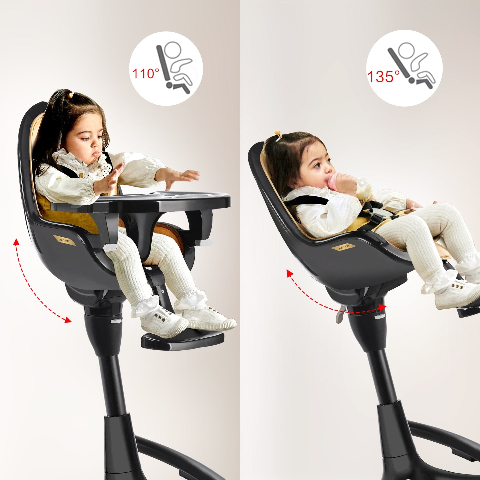 Adjustable Rotating Baby High Chair with Soft PU Leather Cushion - Perfect for Feeding & Playtime at Home or Restaurant