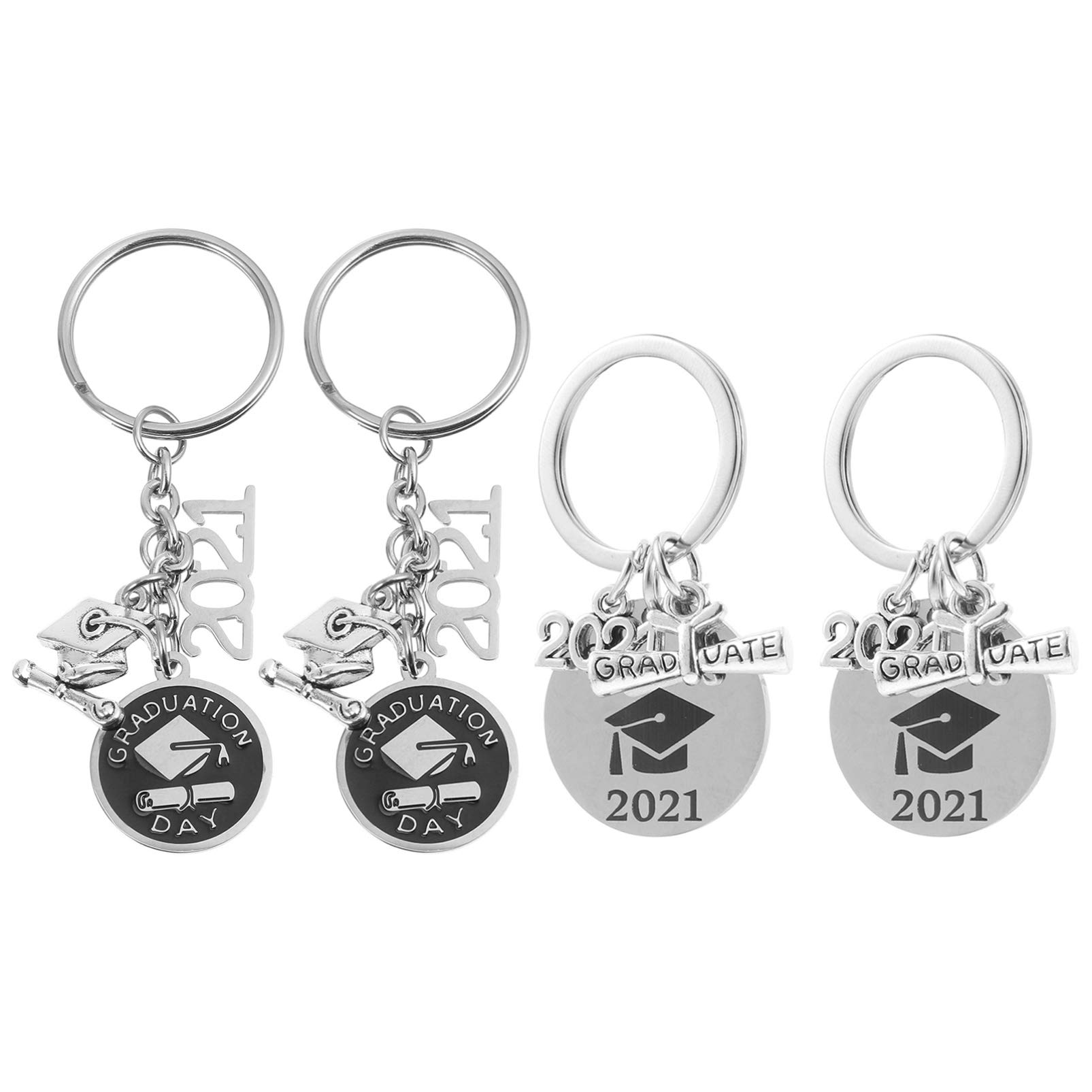 PRETYZOOM 4-Pack 2021 Graduation Keychain Gift Set with Date Pendant - Commemorative Keychain for Graduates, Students & Teachers - Perfect for Graduation Day, School Events & Keepsake Souvenirs