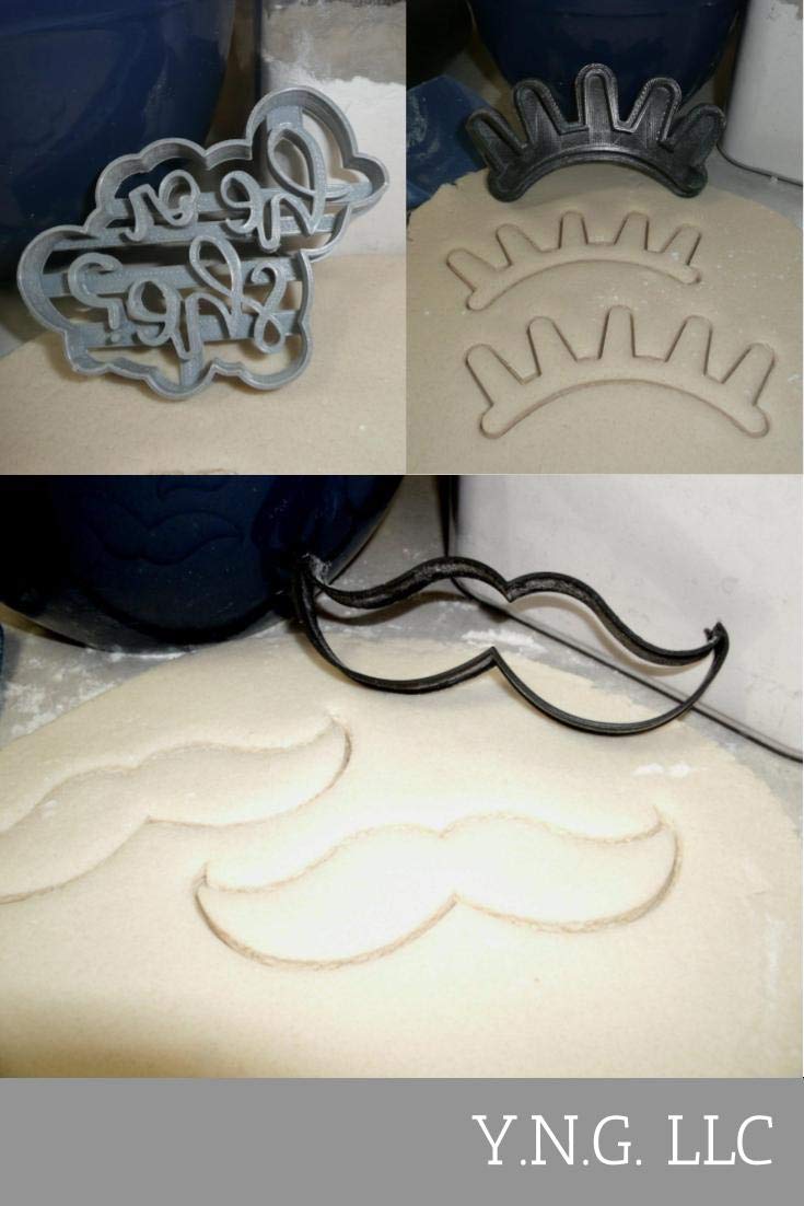 Staches or Lashes Gender Reveal Baby Shower Cookie Cutters - Set of 3 Made in USA (PR1300) for Baking, Party Decorations & Gender Reveal Celebrations