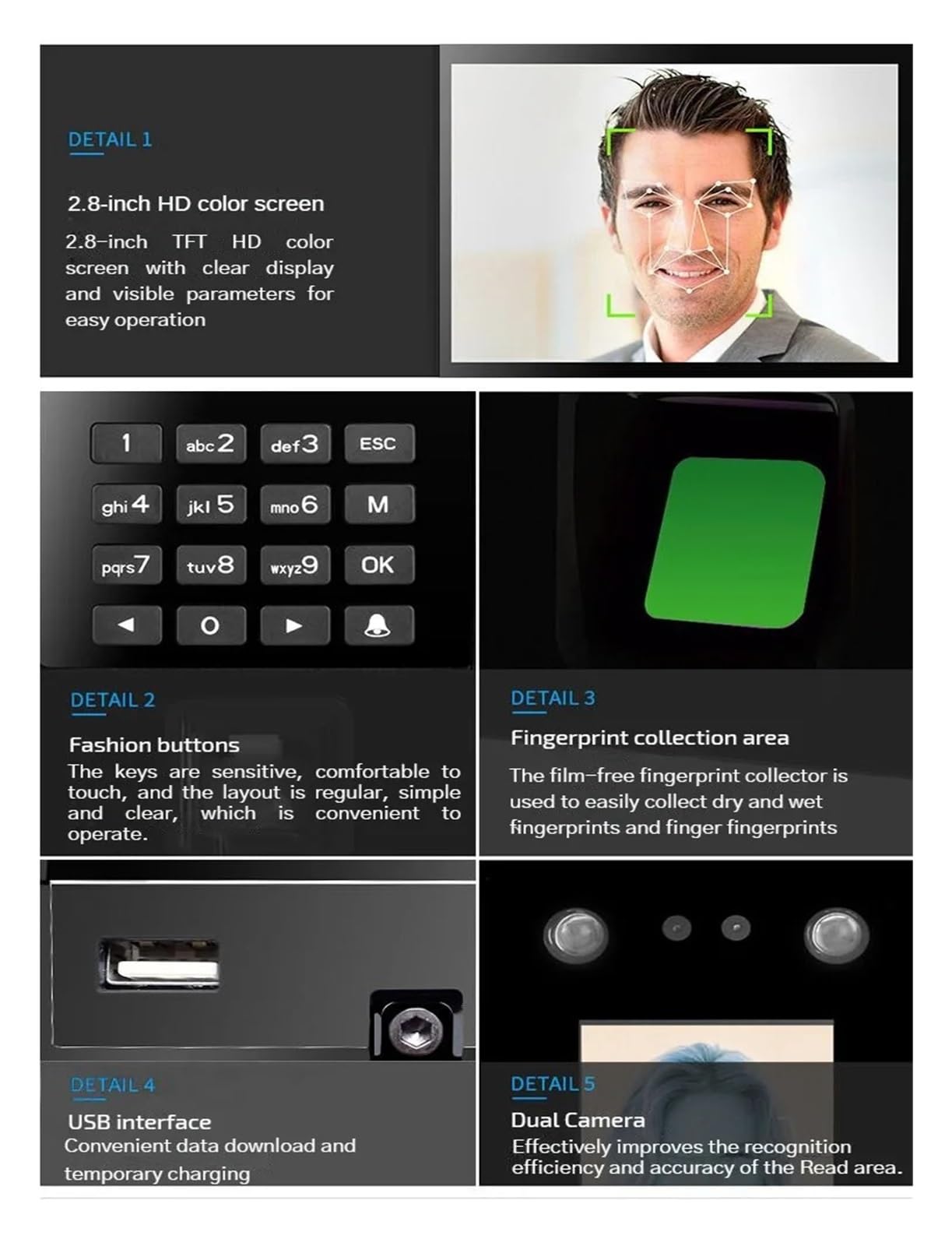 X112 Biometric Time Clock - Face Recognition & Fingerprint Attendance System with Card Swipe for Office & Workplace Security | Perfect for Employee Time Tracking & Access Control