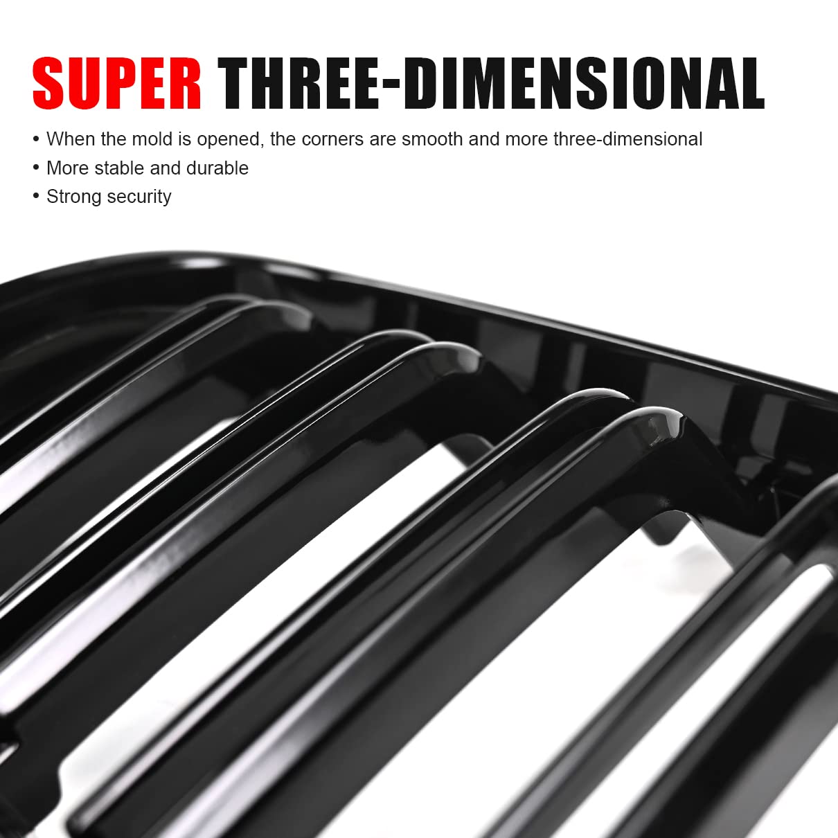 Gloss Black Double Line KVR Kidney Grill for BMW 3 Series E90 E91 (2009-2011) - Compatible with 323i 325i 328i 330i 335i - 2PC Grille Insert Trims - Perfect Upgrade for Sporty Look & Enhanced Airflow