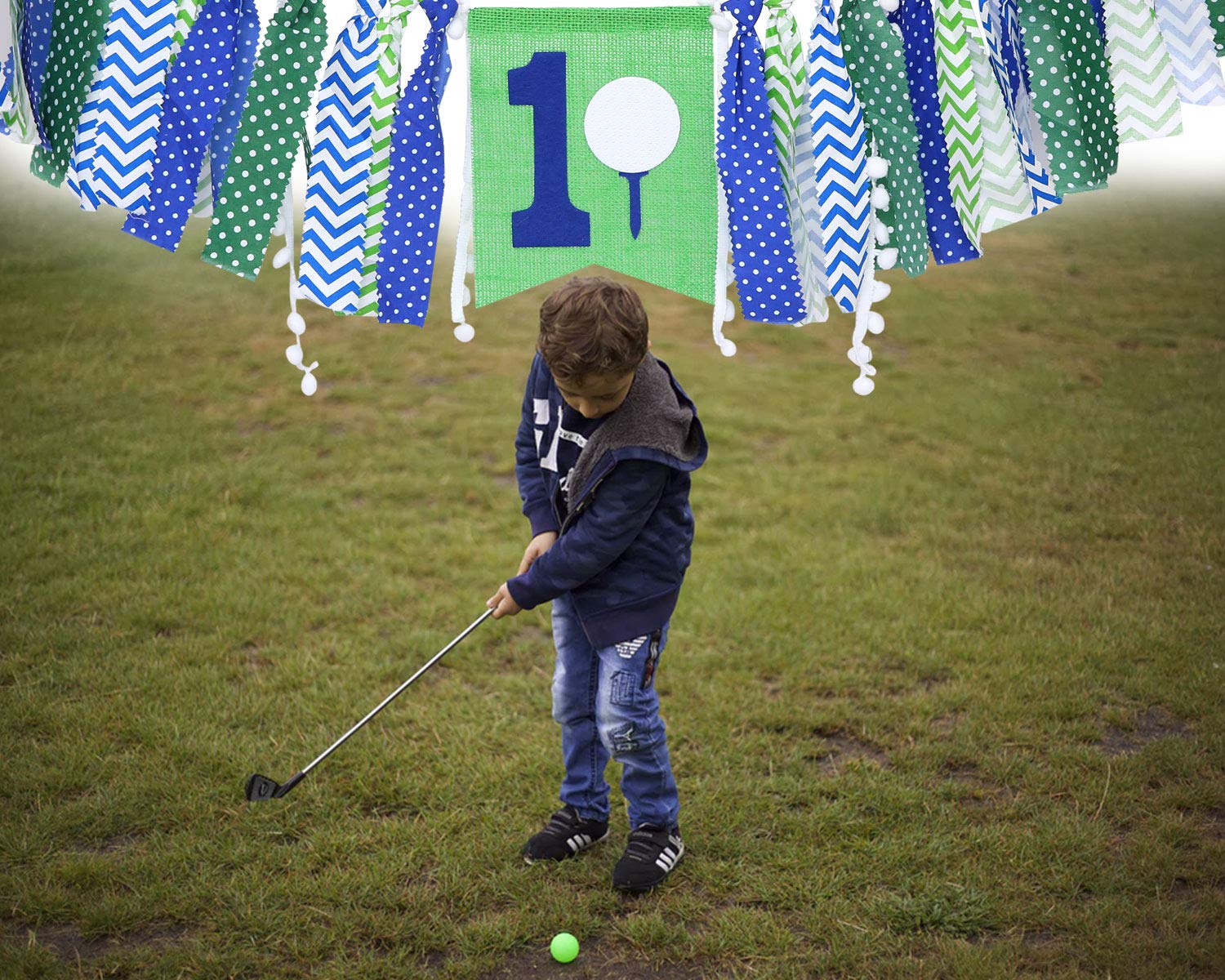WAOUH 1st Birthday Highchair Banner - Golf Theme Party Decorations for Baby's First Birthday - Photo Backdrop Bunting & Cake Smash Props | Perfect for 1st Birthday Parties, Golf Themed Celebrations & Photo Shoots