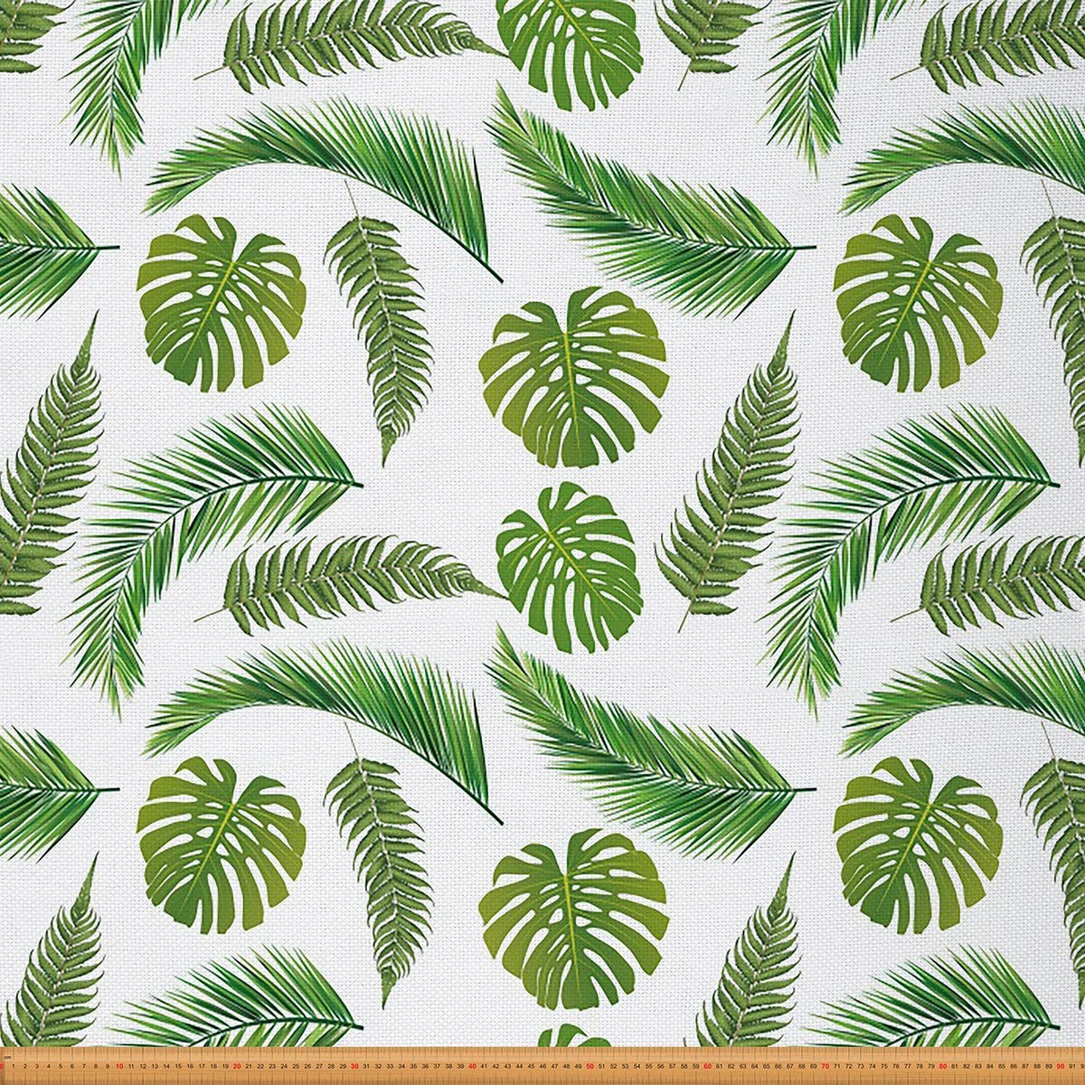 Tropical Leaves Fabric for Upholstery - Palm Leaf Print Outdoor Fabric by The Yard (10 Yards, Green) - Hawaiian Nature Theme Decorative Fabric for Chairs, Couch & DIY Home Projects - Perfect for Patio Furniture, Pillow Covers & Boho Decor
