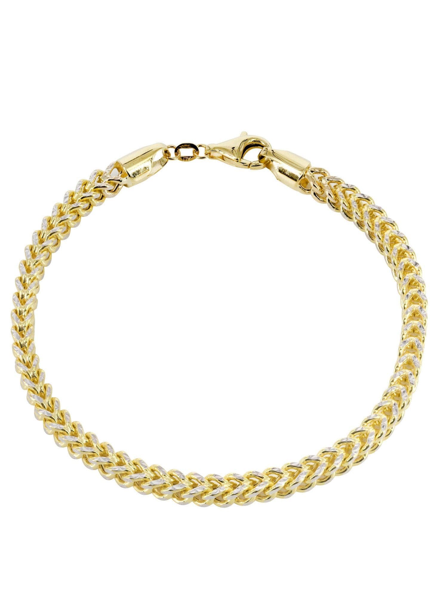 14K Gold Bracelet for Women - Semi Solid Franco Diamond Cut Chain - Perfect for Gifts, Parties & Everyday Elegance