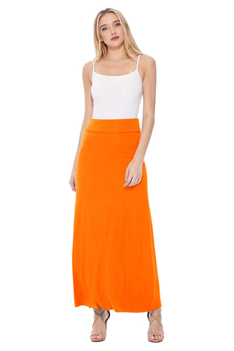 FashionJOA Women's Stretchy Flowy Maxi Skirt with Elastic Waistband - Comfortable & Stylish Summer Beach Dress for Casual Outings, Vacations & Boho Fashion