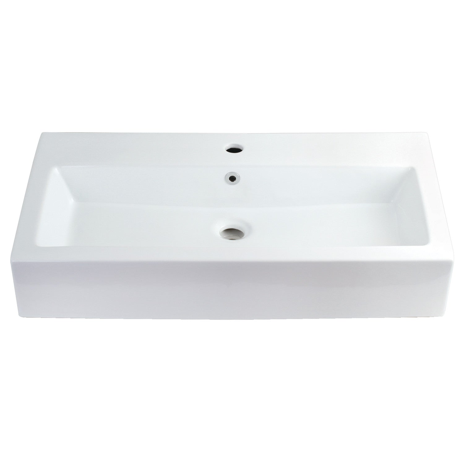 Adelaide EV3217 32 Inch White Porcelain Rectangular Vessel Bathroom Sink with Single Hole Faucet - Perfect for Modern Vanities and Powder Rooms