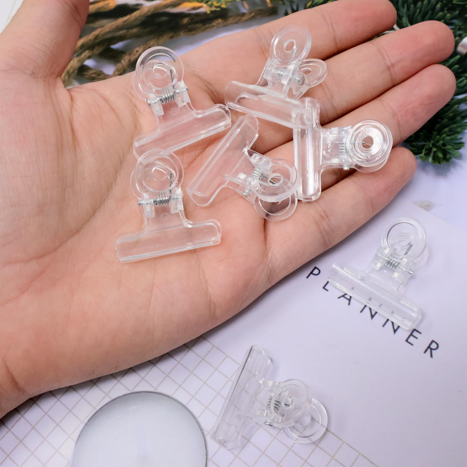 24-Pack Clear Plastic Bulldog Clips - Heavy Duty Utility Clips for Paper, Documents & Office Supplies - Perfect for Home, Office & School Organization - Multi-Purpose Hinged Clips for Files, Artwork & DIY Projects
