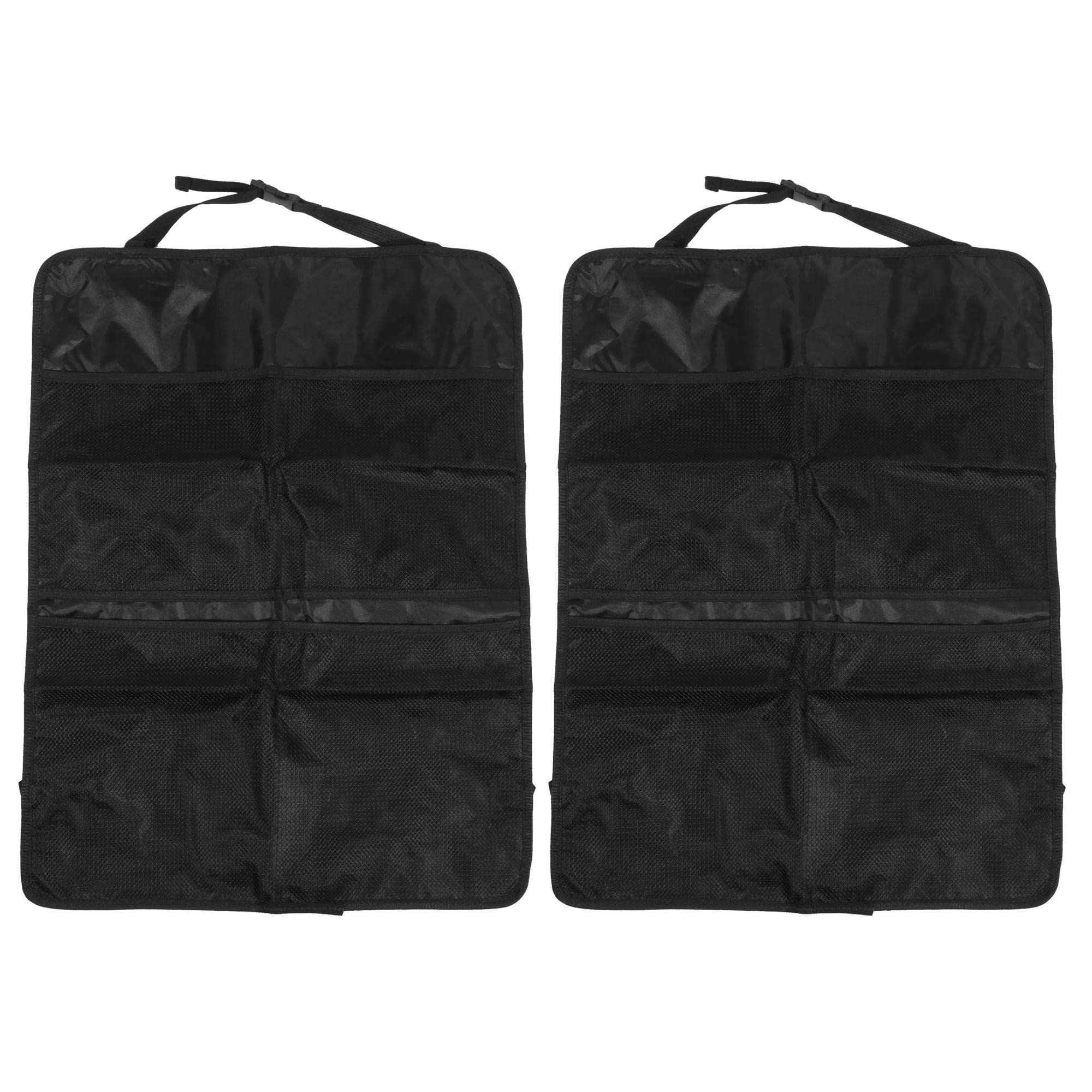 X AUTOHAUX 2-Pack Universal Car Seat Back Organizer - Multi-Pocket Storage Bag for Road Trips & Travel Essentials - Durable Black Fabric - Perfect for Family Vacations, Commuting & Road Trips
