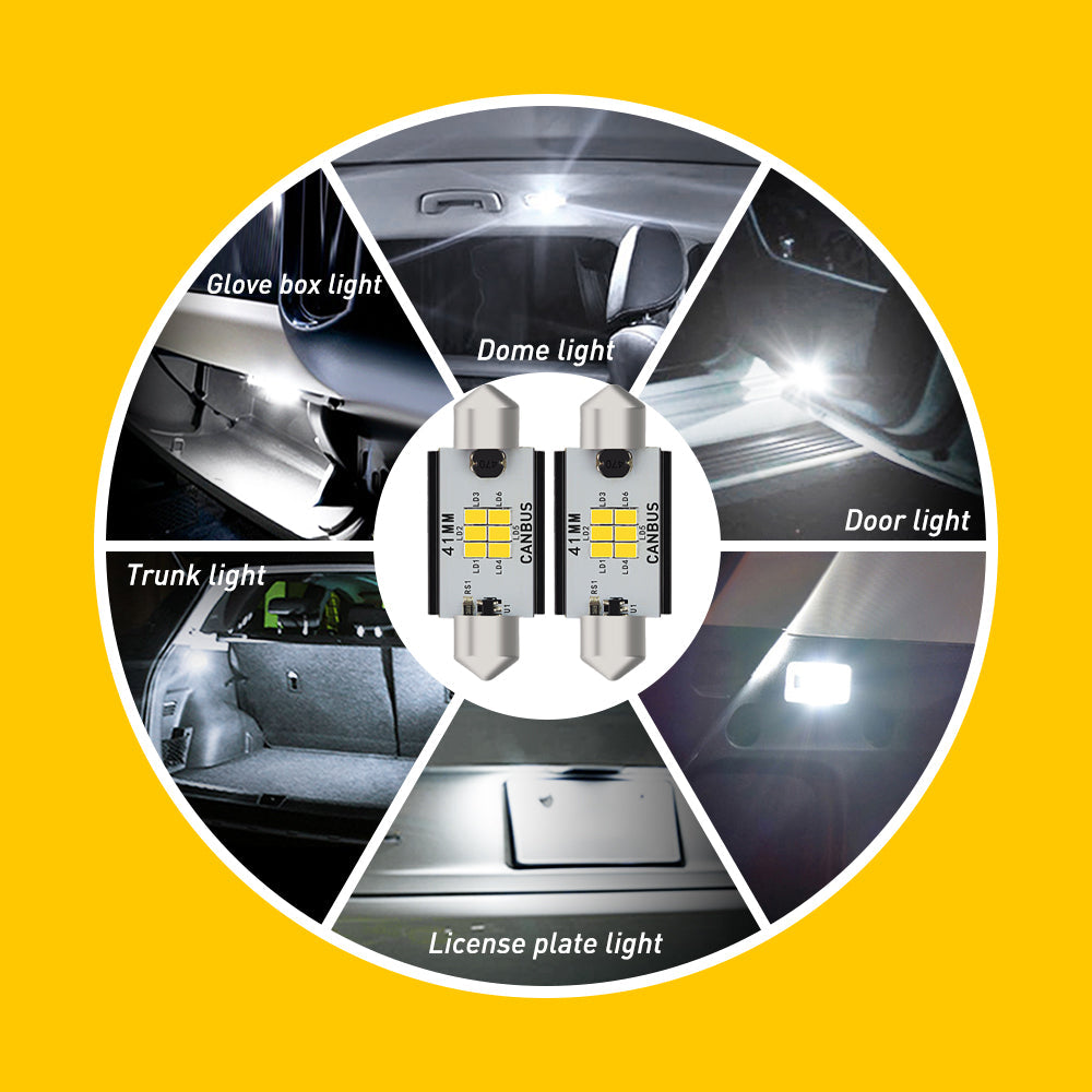 AUXITO 578 LED Bulb 211-2 Error Free 212-2 41mm 42mm Festoon LED Bulbs - Super Bright Interior Car Dome Light, License Plate, Map & Door Courtesy Lights for Enhanced Visibility & Style