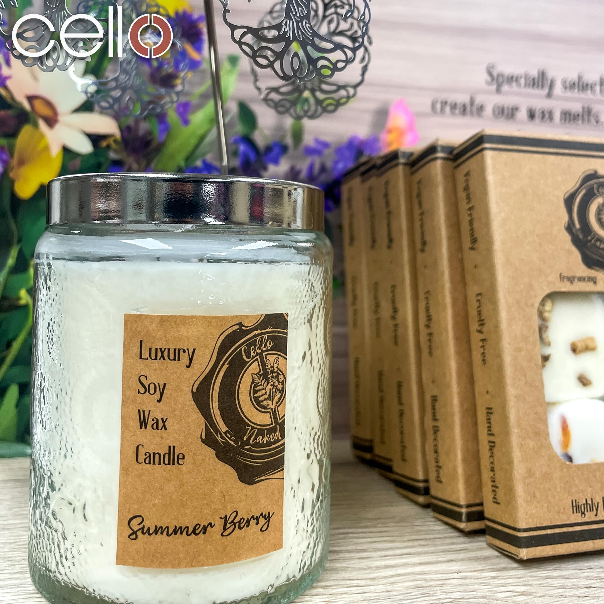 Premium Cello Naked Candle with Convection Spinner - Ocean Scented Aromatherapy Candle for Relaxation, Meditation & Home Decor - Perfect for Bathrooms, Bedrooms and Living Spaces