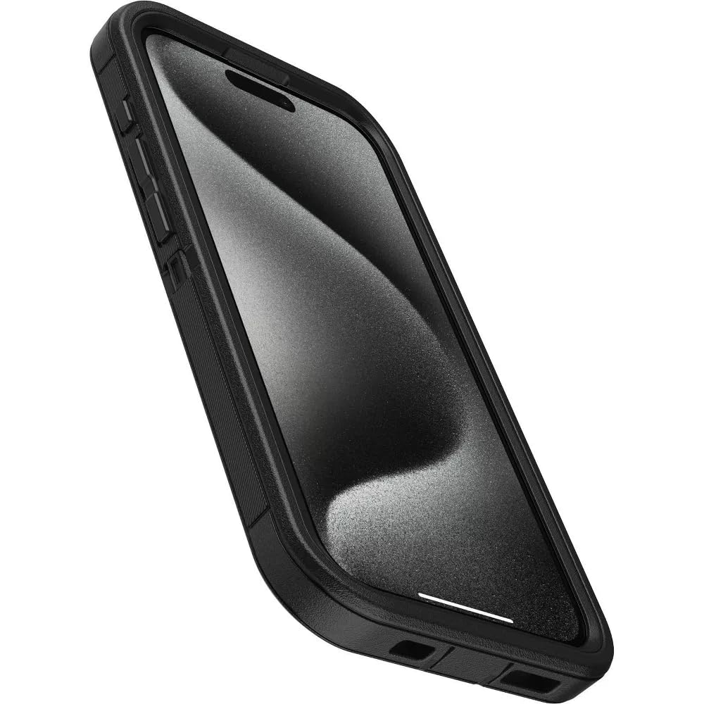 OtterBox Defender Series Case for iPhone 15 Pro - Rugged & Durable Black Protective Cover with Port Protection & Holster Clip | Screenless Design | Antimicrobial Defense | Perfect for Outdoor, Work & Extreme Conditions