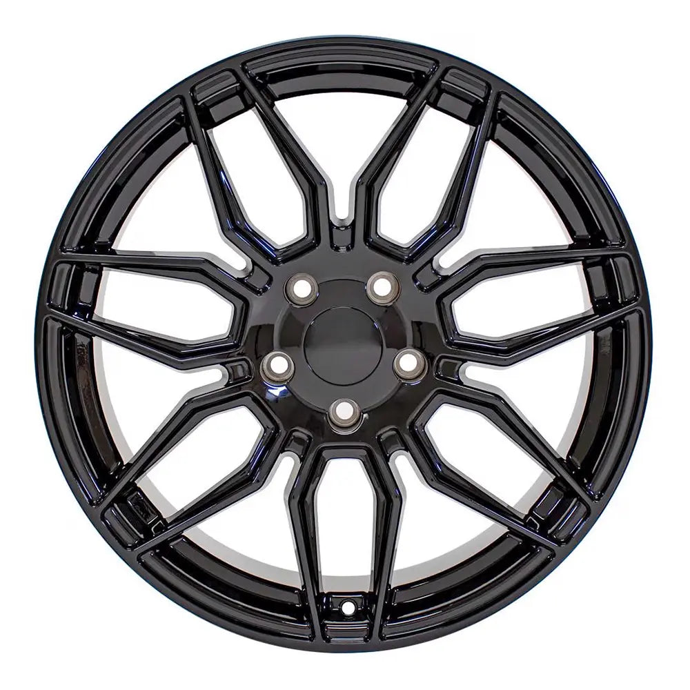 19x8.5 Inch Black CV03D Replica Wheels for Chevy Corvette C5 C6 C7 - Durable Alloy Rims Replacement for Performance Driving & Car Upgrades