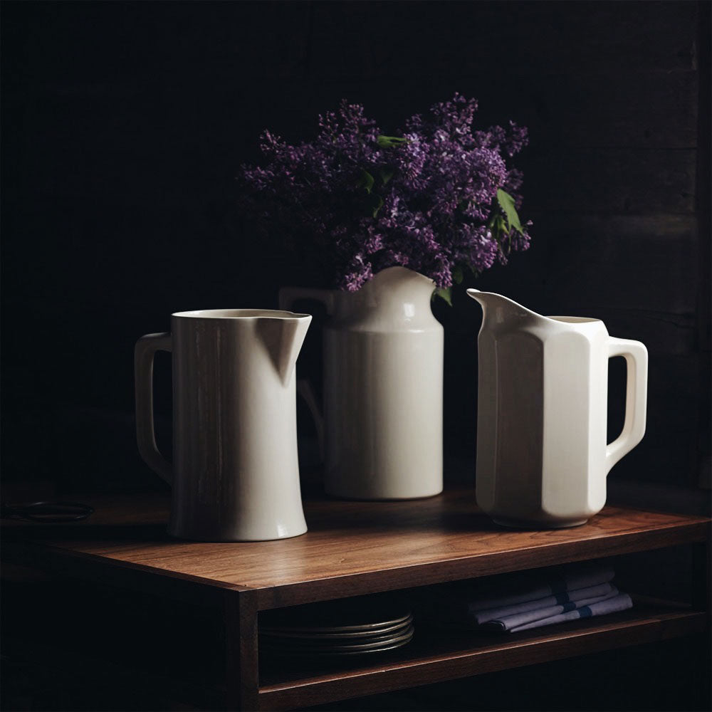 Premium Stoneware Pitcher - Elegant Creamware Design for Milk, Juice & Water - Perfect for Farmhouse Kitchen & Dining Table Decor