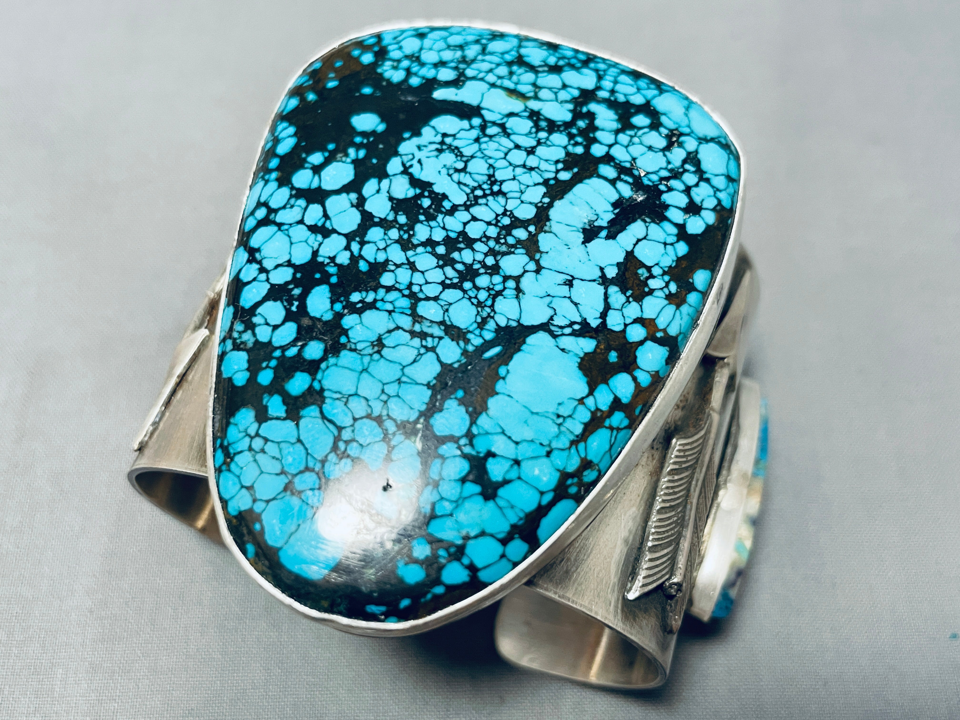 152 Gram Intense Spiderweb Turquoise Native American Navajo Sterling Silver Bracelet - Handmade Southwest Jewelry for Women, Boho Fashion Accessory, Gift for Her