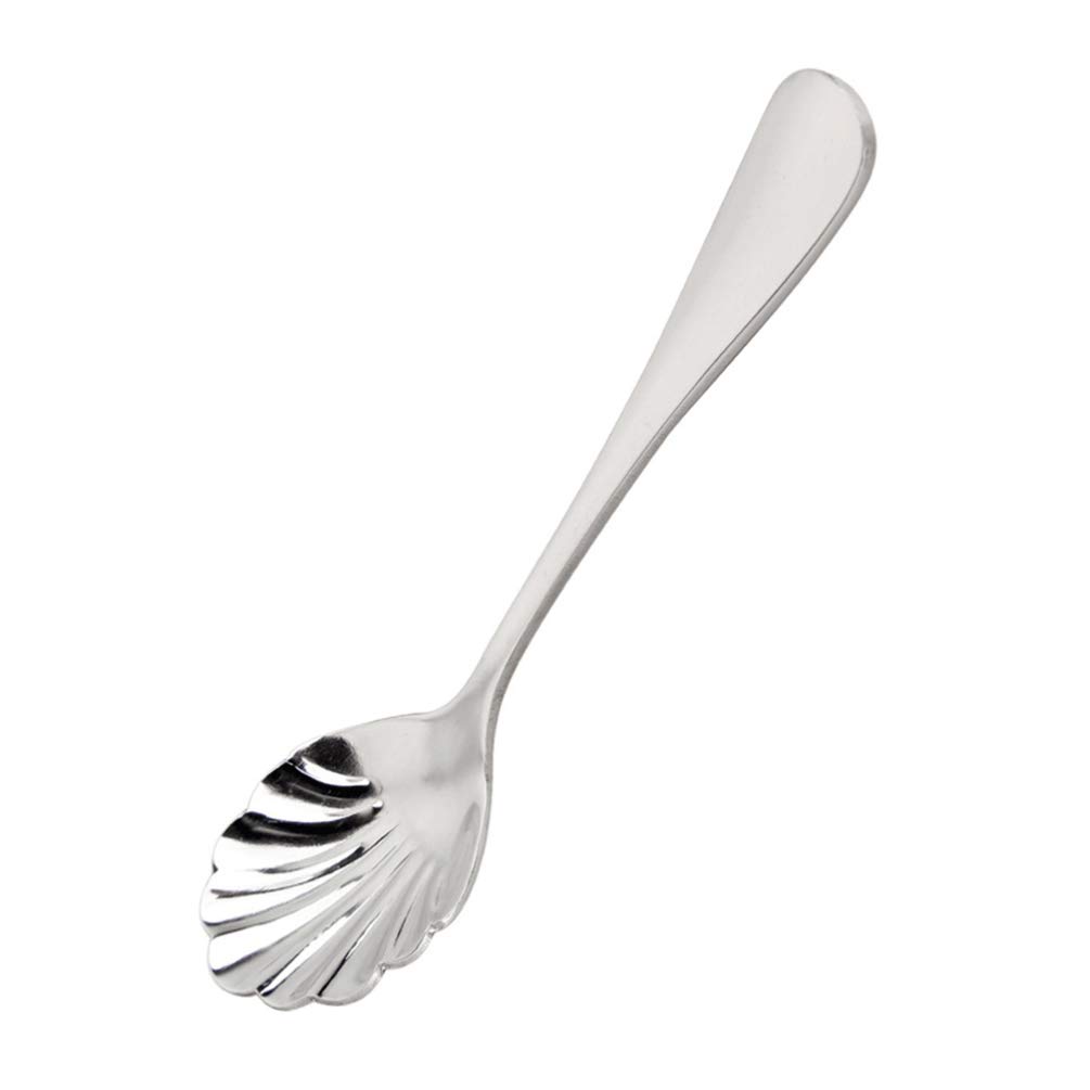 Hemoton Creative Stainless Steel Sugar Spoon - Shell Shaped Dessert Spoon for Tea, Coffee & Ice Cream - Perfect for Home Kitchen & Party Serving
