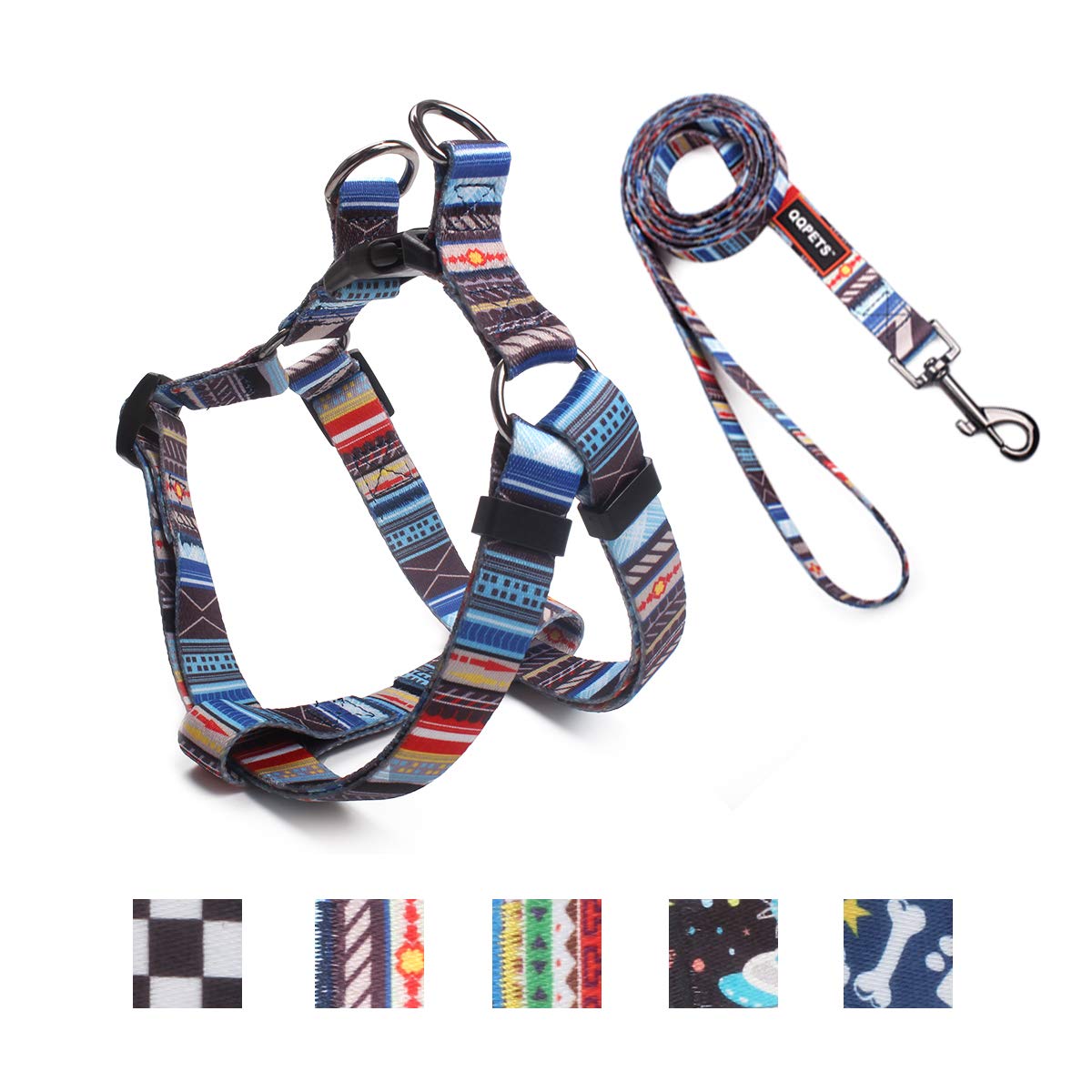 Roses & Poetry Adjustable No-Pull Dog Harness and Leash Set - Breathable, Comfortable for Small, Medium, Large Dogs (Large, Stripe) - Perfect for Walking, Training, and Outdoor Adventures