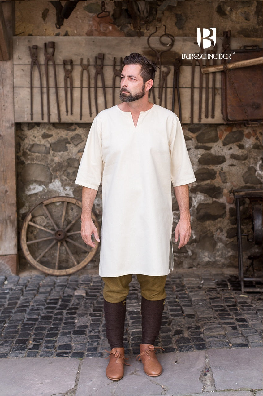3/4 Arm Under Tunic Lofar Natural - Women's Linen Blend Layering Top for Medieval Renaissance Costume & Boho Fashion Outfits