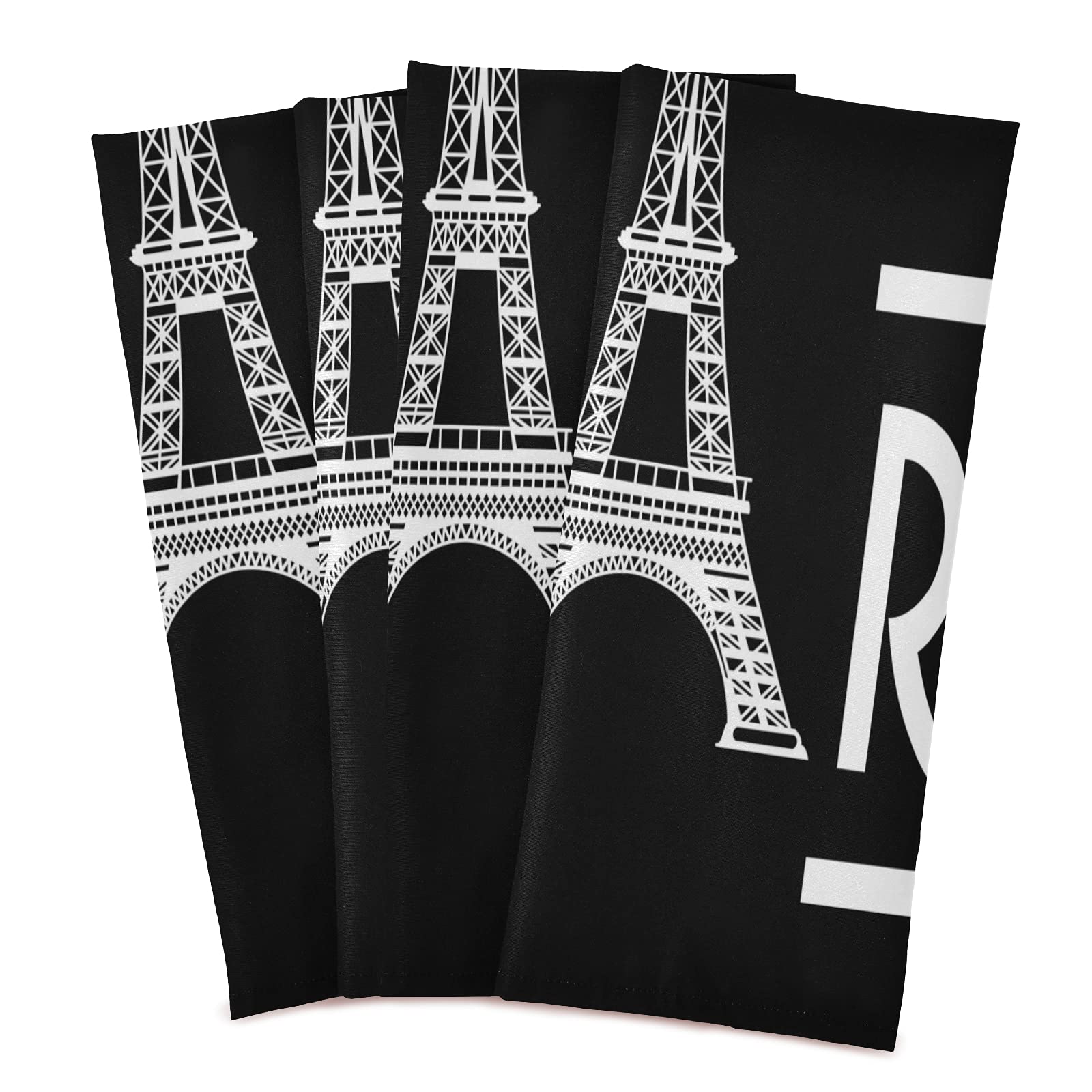 ALAZA Paris Eiffel Tower France Black Kitchen Towels Set of 6 - Super Absorbent Soft Dish Towels 18x28 inches - Perfect for Kitchen, Bar, Tea Service & Dish Drying