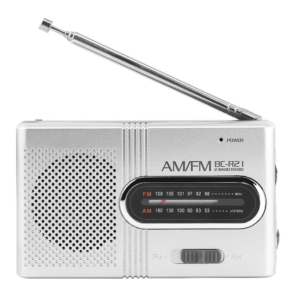 Portable AM FM Mini Radio Stereo Receiver - Universal Pocket Radio with Boombox Music Player, Earphone Jack, 2 AA Battery Powered (Batteries Not Included) - Perfect for Travel, Camping, Emergency & Outdoor Activities
