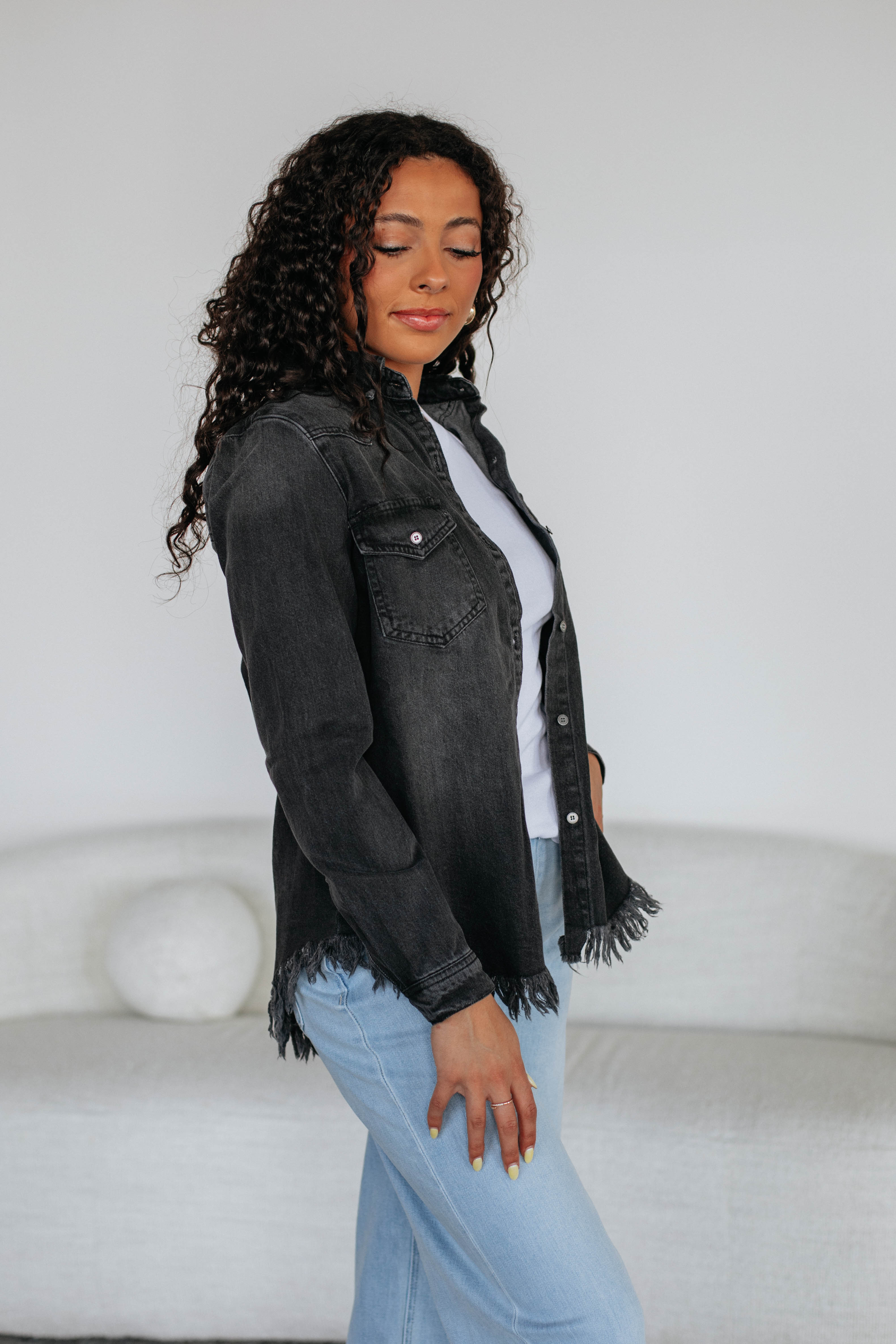 Corey Risen Denim Shacket Jacket for Men - Stylish Overshirt with Button Front & Chest Pockets - Perfect for Casual Outfits, Layering in Fall & Spring