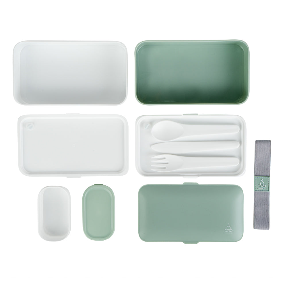 Bento Tek 41oz Eco-Friendly Buddha Lunch Box with Utensils & Sauce Cup - 7.25