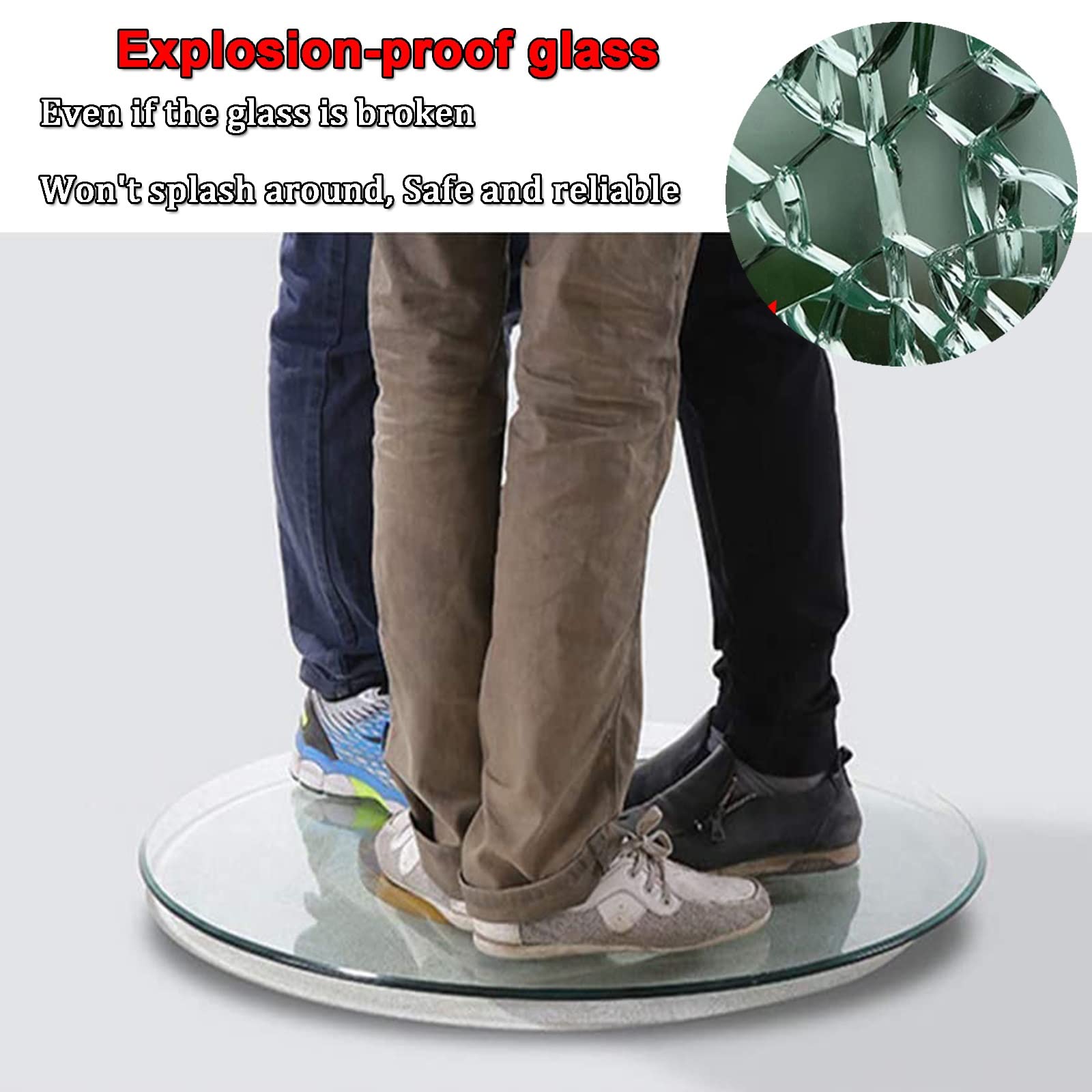 16-32 Inch Round Tempered Glass Table Top - 1/3
