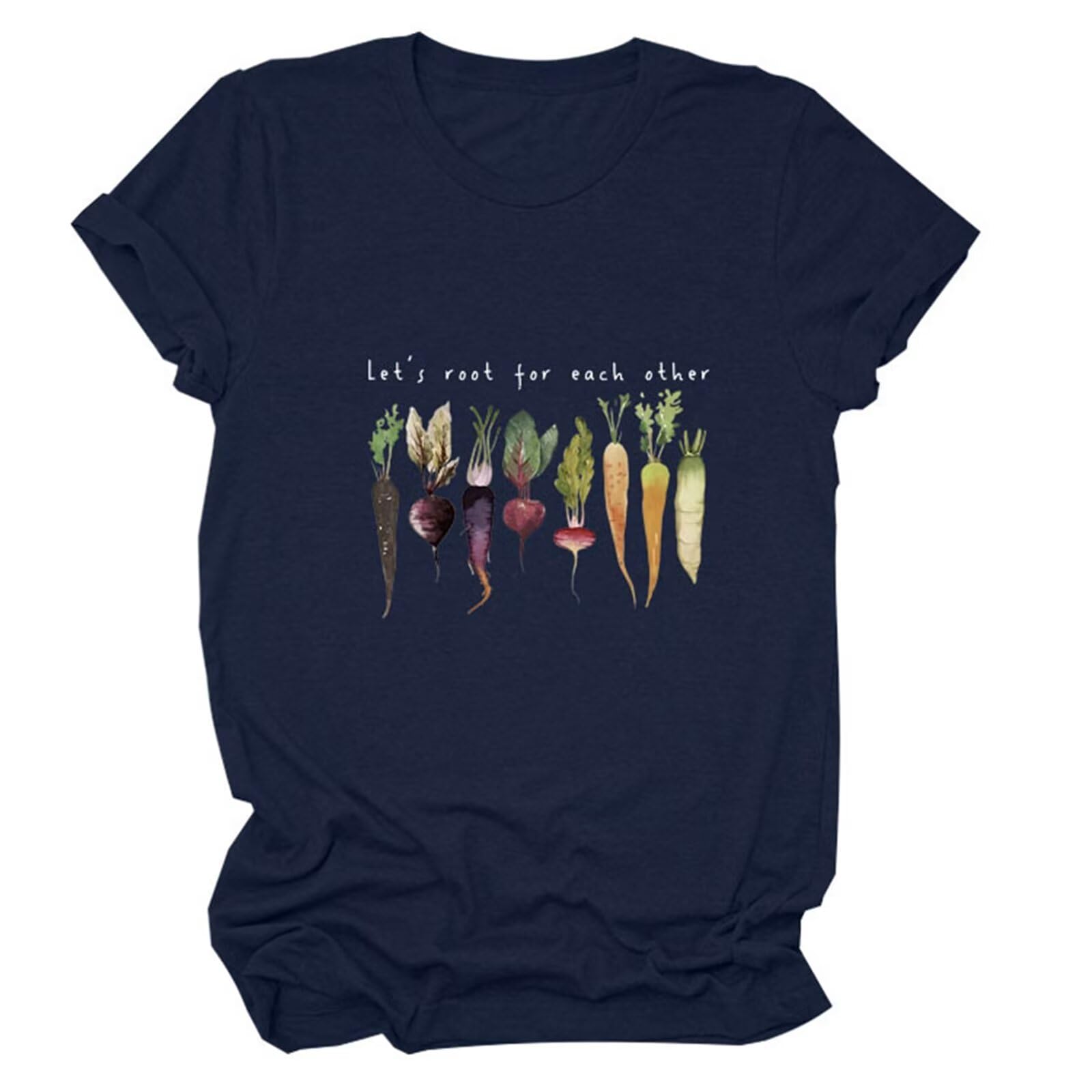 Let's Root for Each Other T-Shirt - Carrots Onions Vegetables Graphic Tee - Spread Positivity & Unity - Casual Wear for Gardening, Farmers Market & Vegan Lifestyle