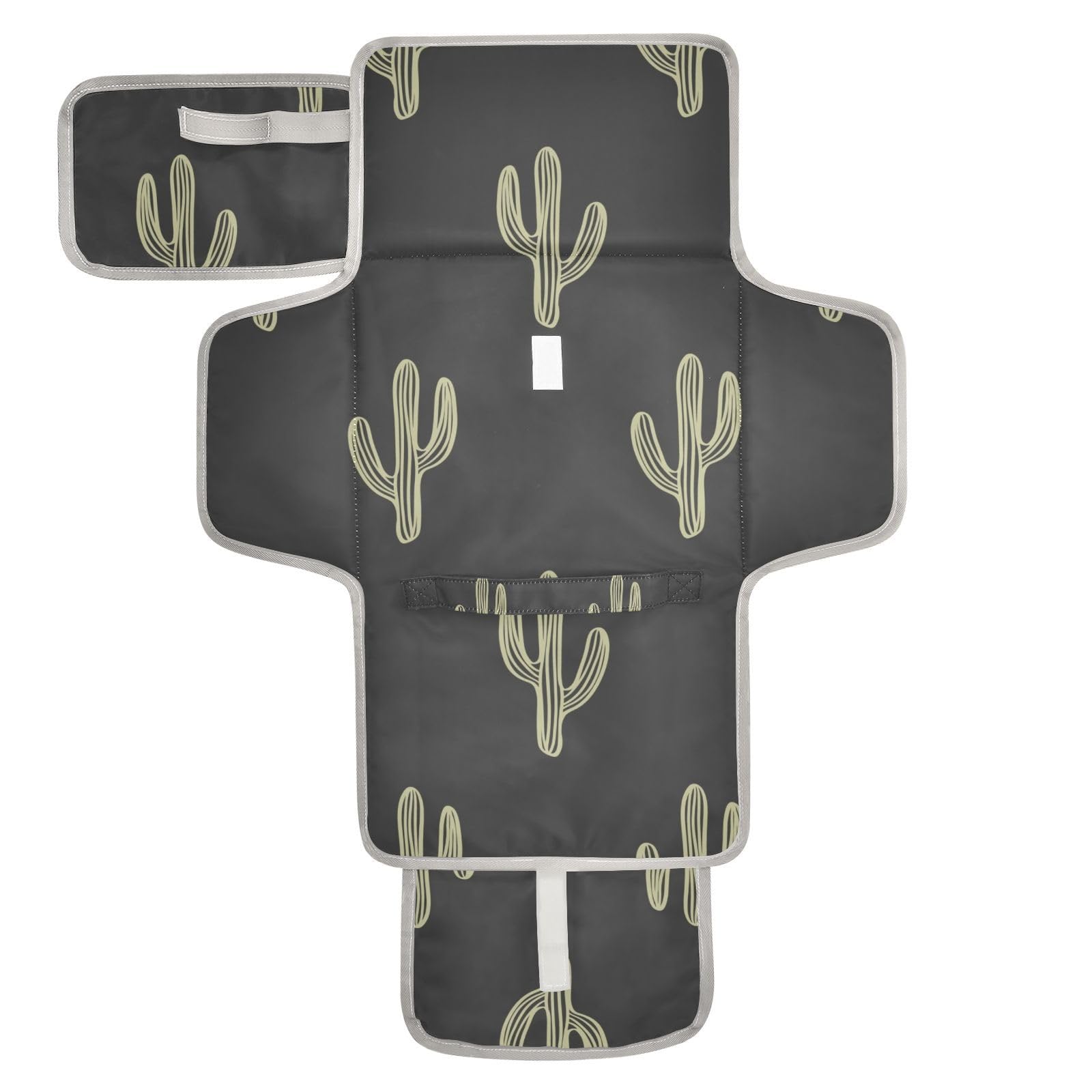 Waterproof Black Cactus Baby Changing Pad with Built-in Pillow - Portable Travel Changing Mat for Newborns (Girl & Boy) - Ideal for Nursery, Diaper Bags & On-the-Go Parents
