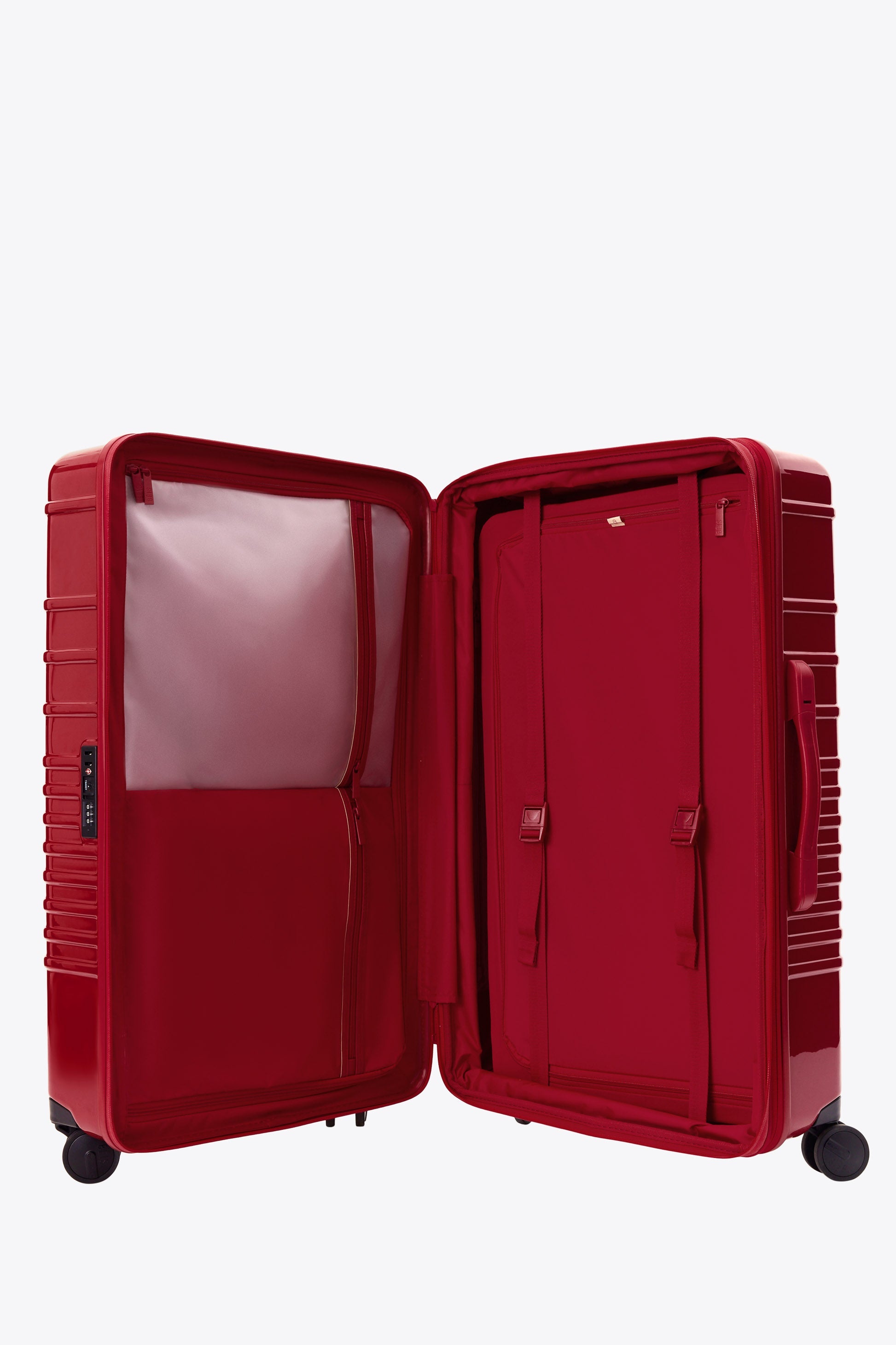 Large Check-In Roller Suitcase in Text Me Red - Perfect for Air Travel, Business Trips & Vacation Luggage