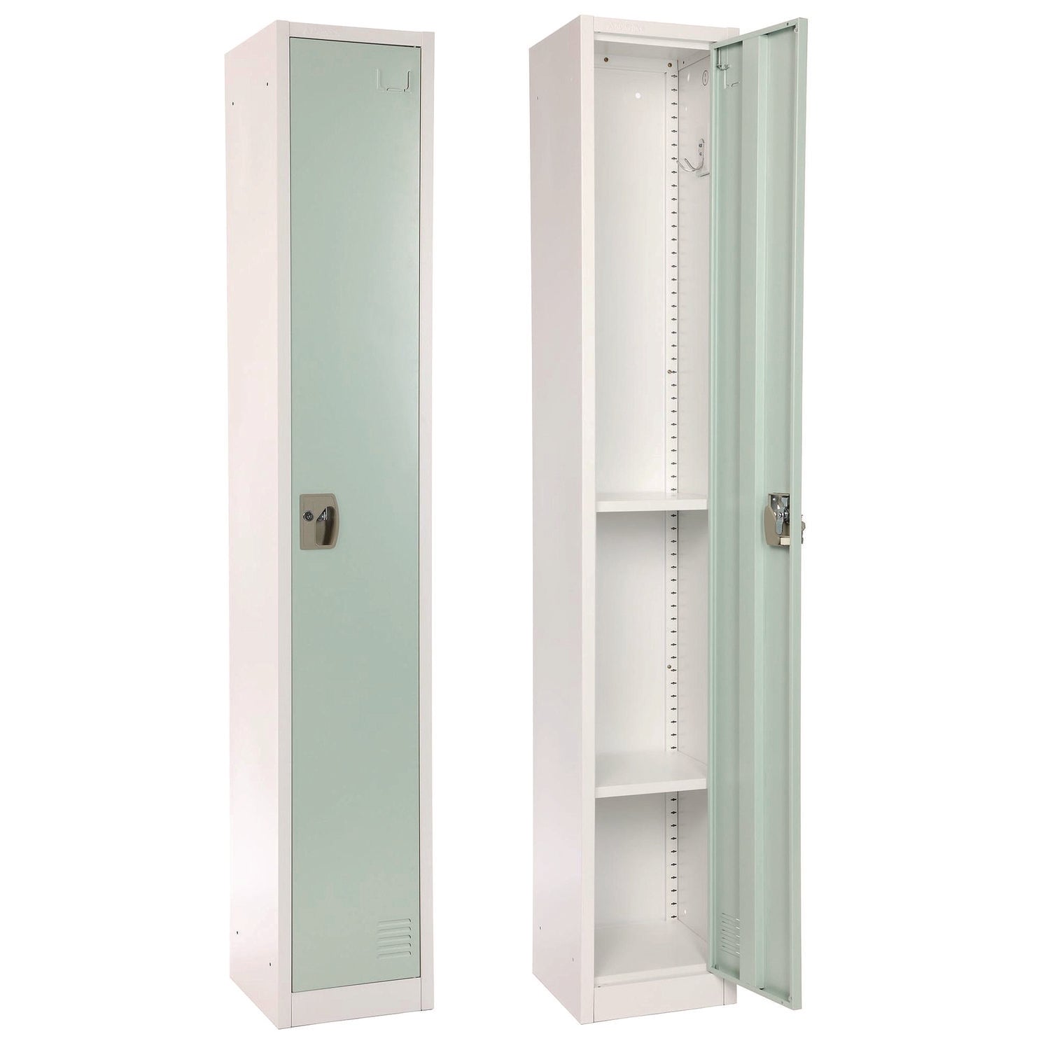 Steel Storage Locker with 1 Compartment - 12x12x72 Inches, Misty Green - Perfect for Office, School, Gym & Home Organization