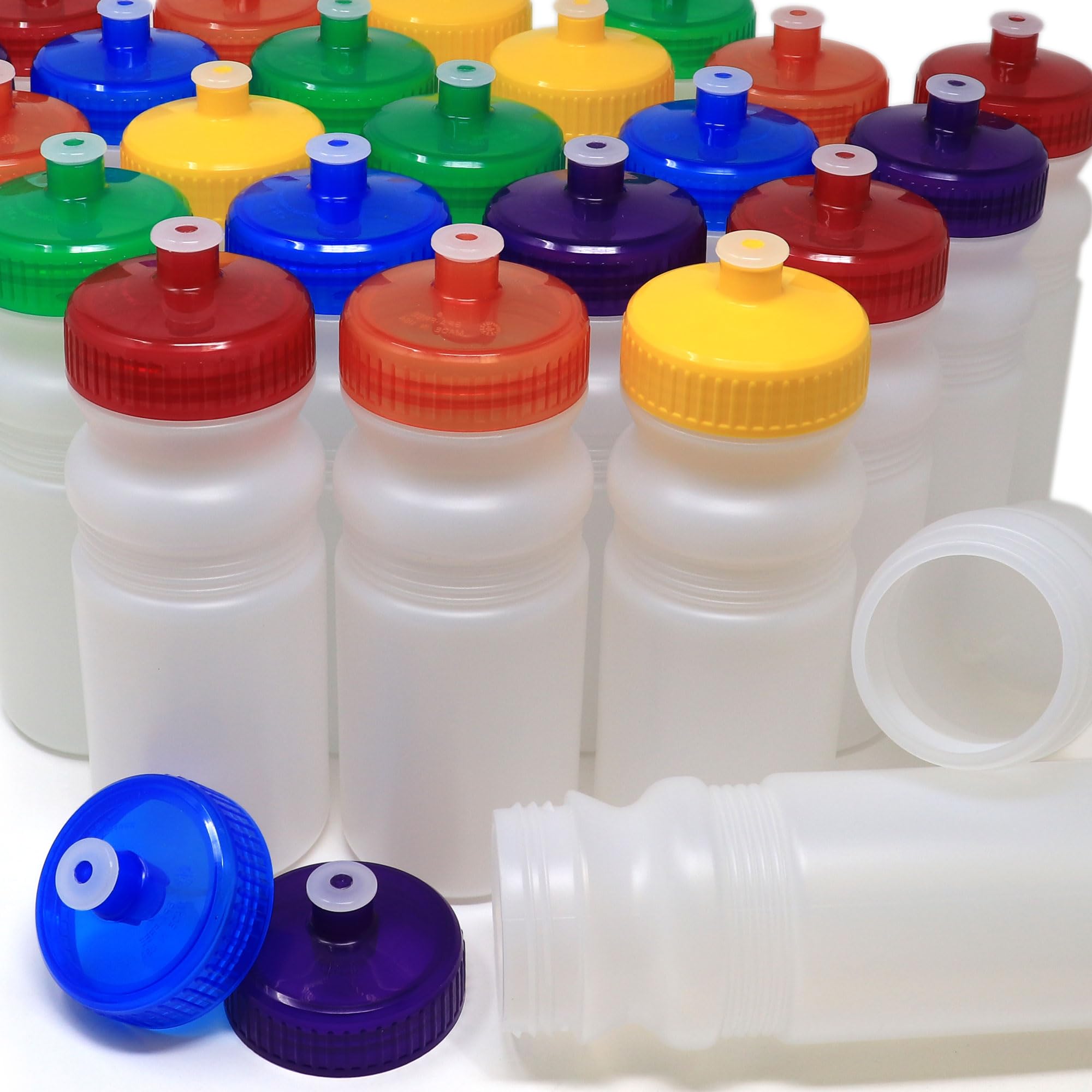 Rolling Sands 20oz BPA-Free Sports Water Bottles 100 Pack - Dishwasher Safe, Made in USA - Perfect for Gyms, Schools, Offices & Team Events