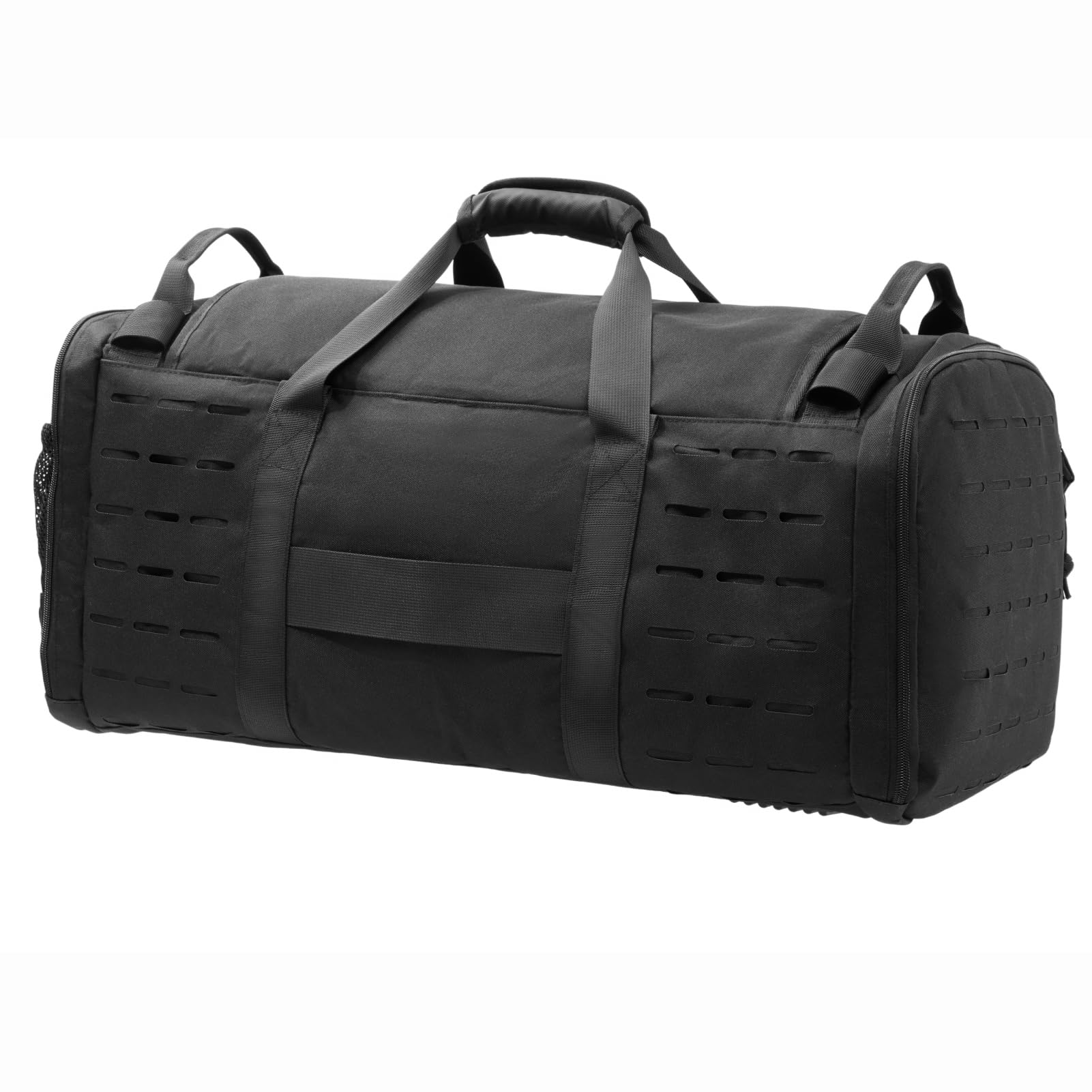 CONTAIL 48L Military Tactical Molle Duffle Bag - Waterproof Gym & Travel Backpack with Shoe Compartment, Detachable Straps for Outdoor Camping, Hiking & Sports Gear Storage (Black)