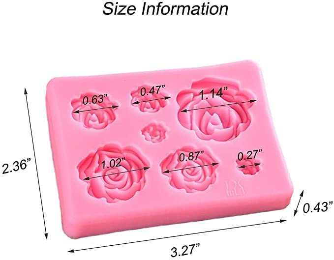 TREXEE 7-Cavity Rose Silicone Mold for Soap, Clay, Chocolate & Cake Decorating - Small Baking Tool for DIY, Fimo, Sugarcraft - Ideal for Home Bakers & Crafters (Pink, Pack of 1) | Perfect for Cupcake Toppers, Wedding Favors & Handmade Gifts