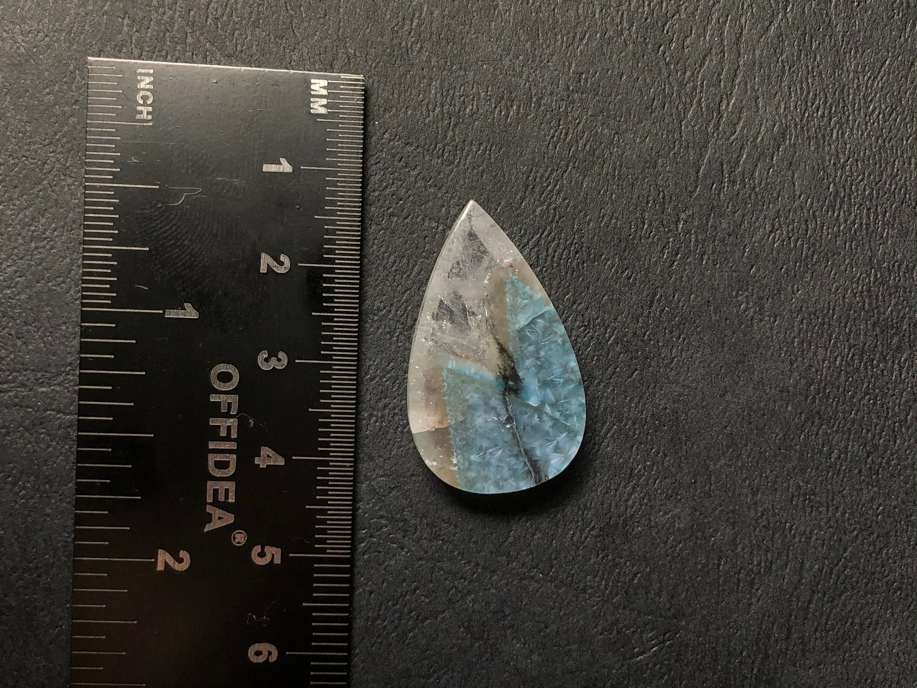 GILALITE Cabochon Gemstone - Medusa Paraiba Quartz with Black Streaks, Teardrop Shape for Jewelry Making (44012) | Perfect for Pendants, Earrings & Handcrafted Designs