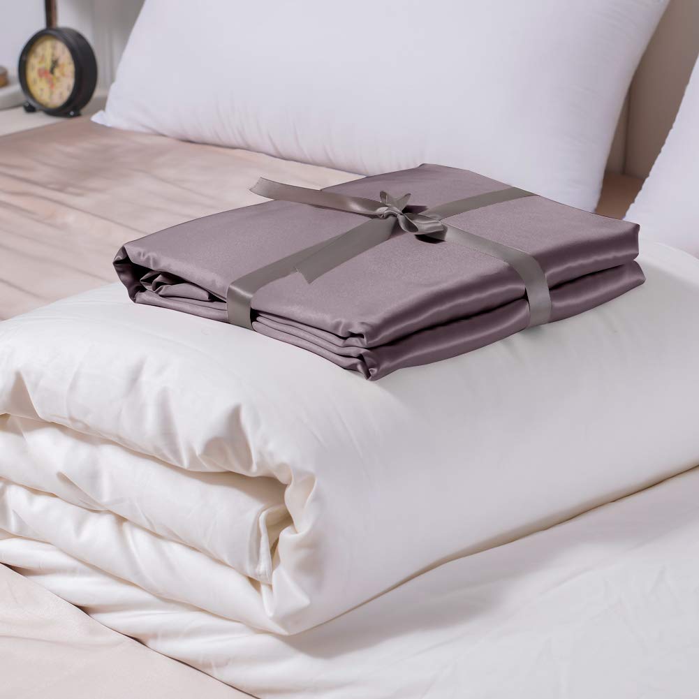 THXSILK Luxury 100% Silk Comforter Set - 2-in-1 Removable Silk Duvet Cover + Silk Filling, Twin Size, Purple for Spring & Fall | Perfect for Master Bedrooms, Guest Rooms & Luxury Hotels